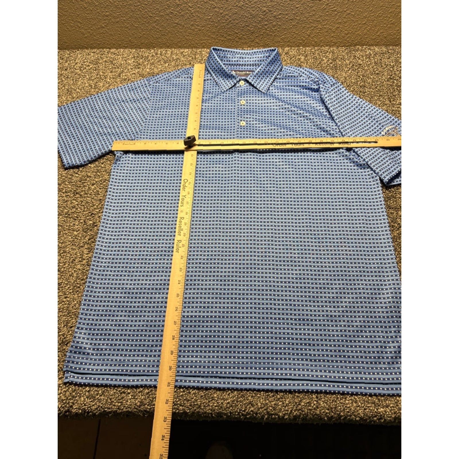 Vintage Donald Ross Polo Men Medium Stars Stripes Golf Shirt USA Blue All Over Print AOP Size US M / EU 48-50 / 2 - 6 Thumbnail