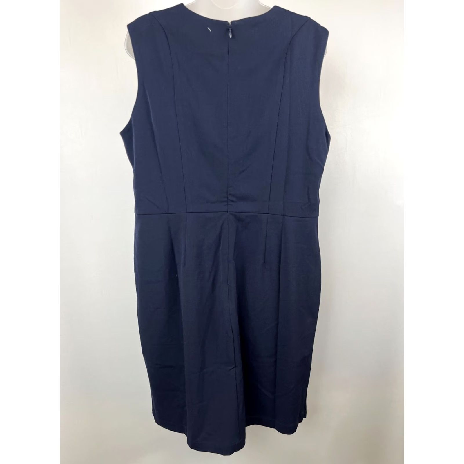 Merona Merona Dress Womens 18 Navy Blue Sleeveless Crew Neck Knee Length Sheath Office Size XXL / US 16-18 / IT 52-54 - 5 Thumbnail