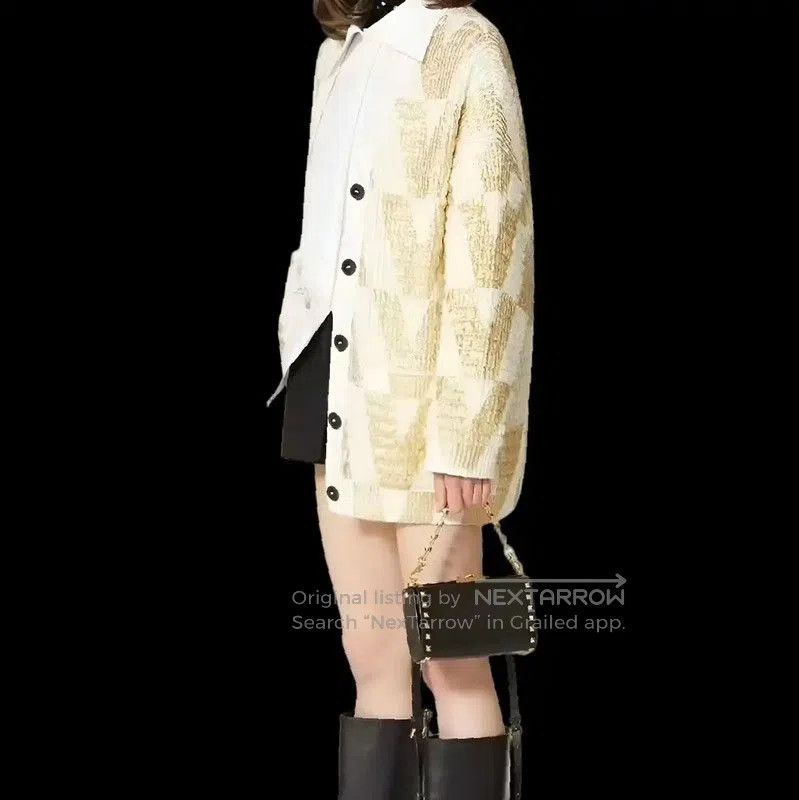 Valentino Valentino White Wool Letter Pattern Long Cardigan . Size XXS / US 00 / IT 34 - 1 Thumbnail