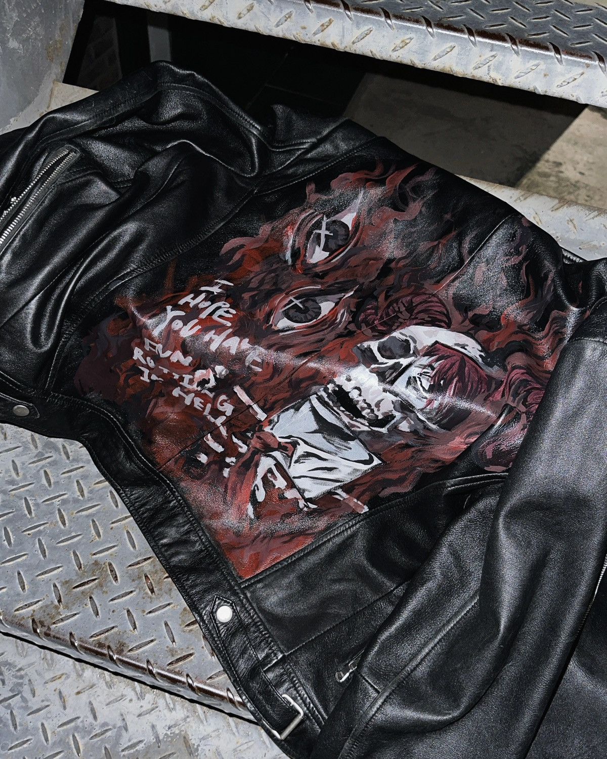 Genuine Leather custom hand painted leather jacket Size US S / EU 44-46 / 1 - 1 Thumbnail