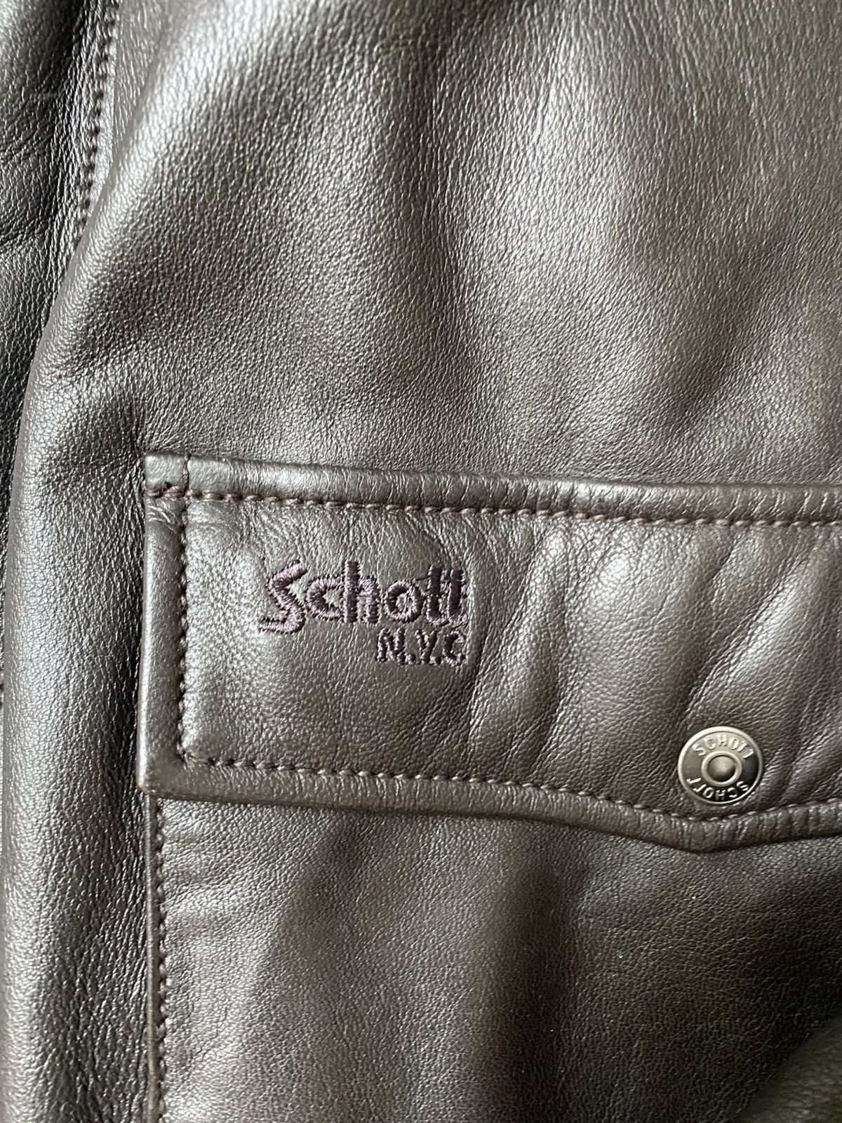 Schott Leather coat schott Size US L / EU 52-54 / 3 - 3 Thumbnail