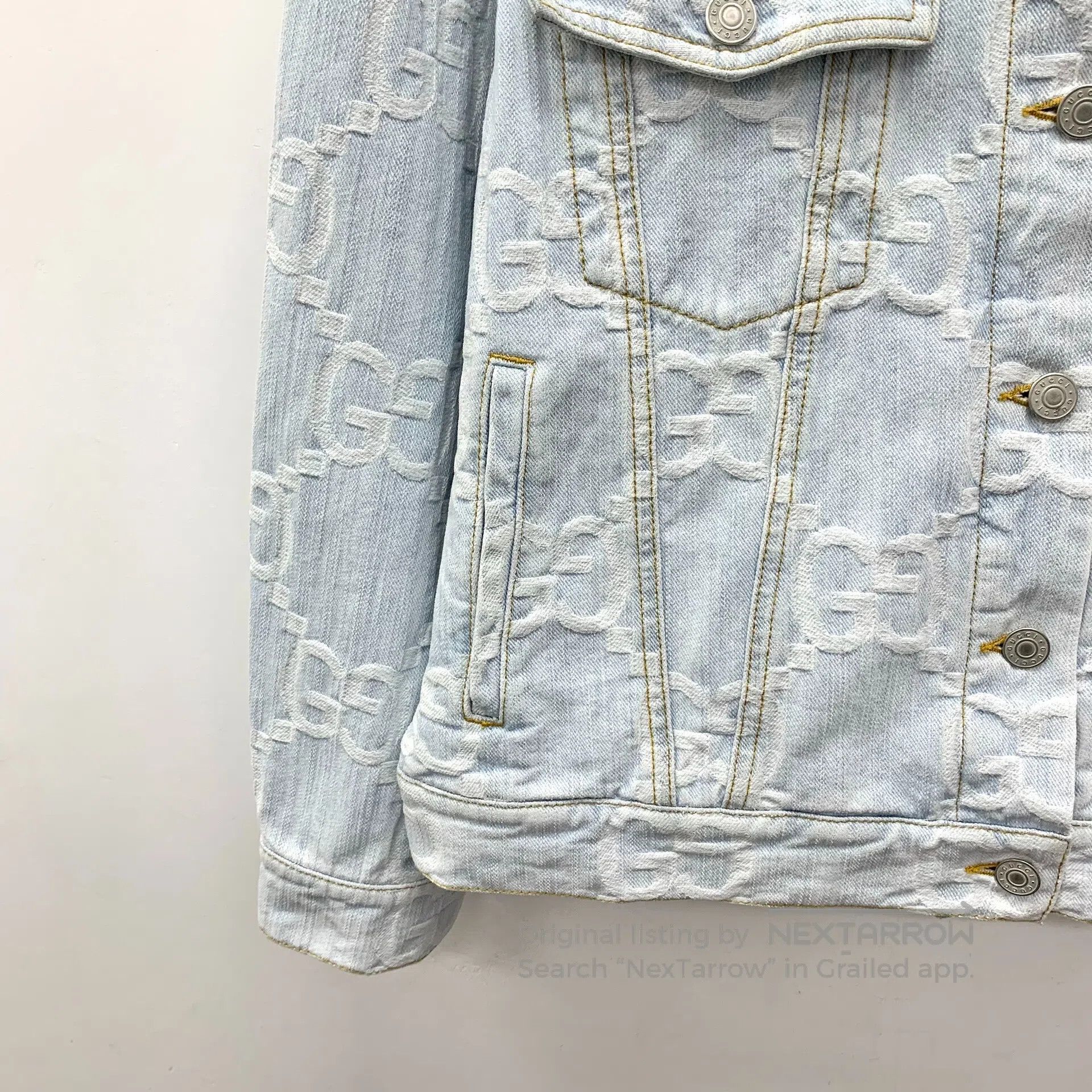 Gucci Guicci Light Blue Palm Tree Logo Jacquard Full Print Cotto Size XS / US 0-2 / IT 36-38 - 4 Thumbnail