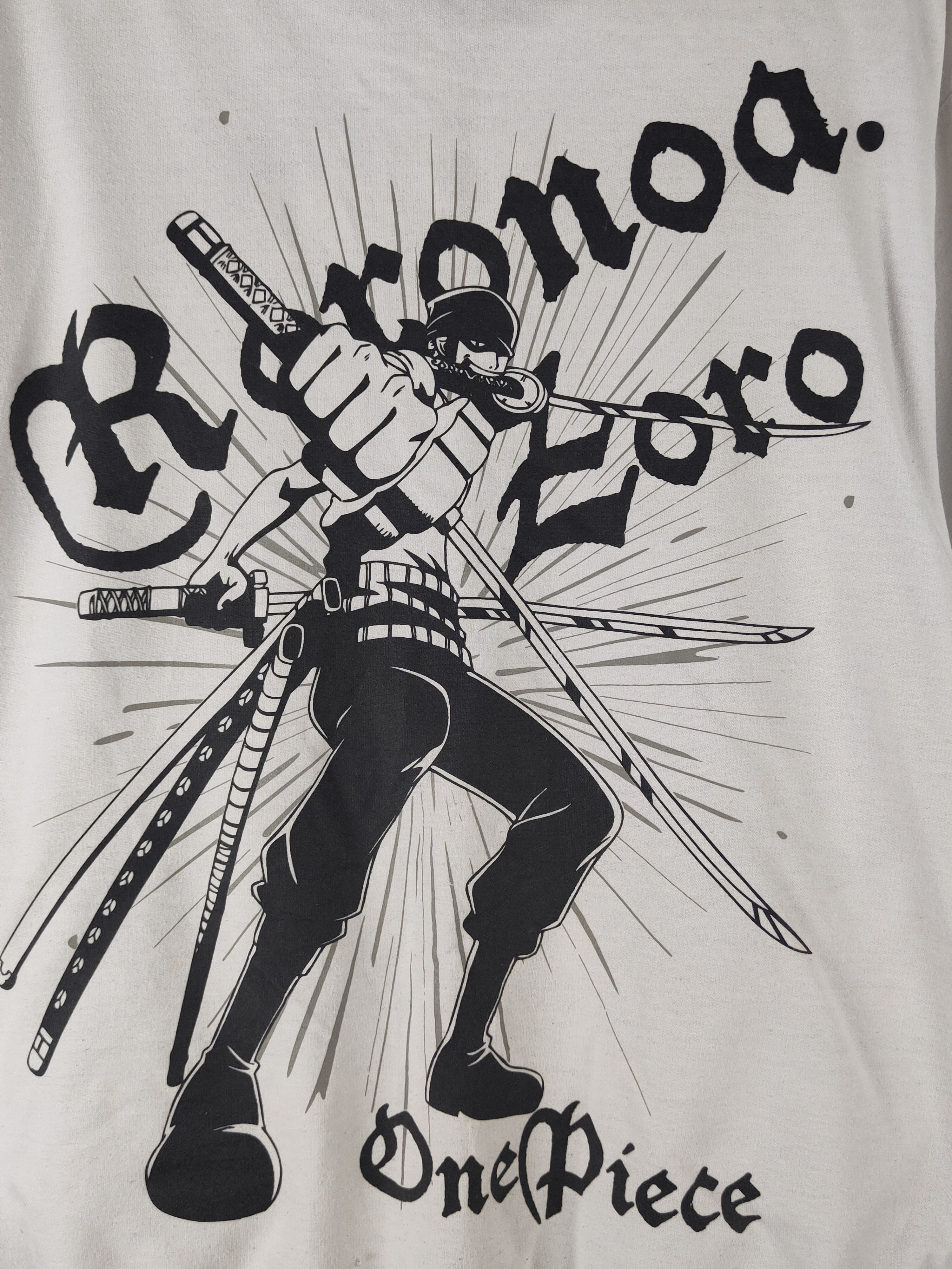Anime DL One Piece White Zoro Hoodie Sweaters #2143 Size US L / EU 52-54 / 3 - 9 Thumbnail