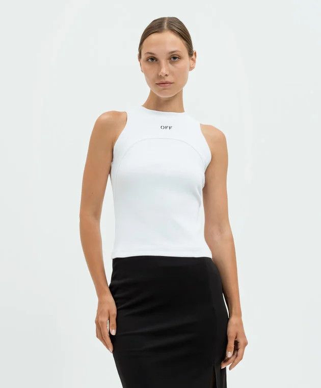 Off-White o1s22i1n0824 Crewneck Tank Top in White Size XS / US 0-2 / IT 36-38 - 3 Thumbnail