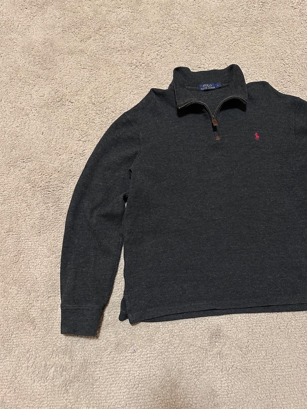Polo Ralph Lauren Polo Ralph Lauren Cotton 1/4 Zip Collar Gray Pullover Sweate Size US L / EU 52-54 / 3 - 2 Thumbnail