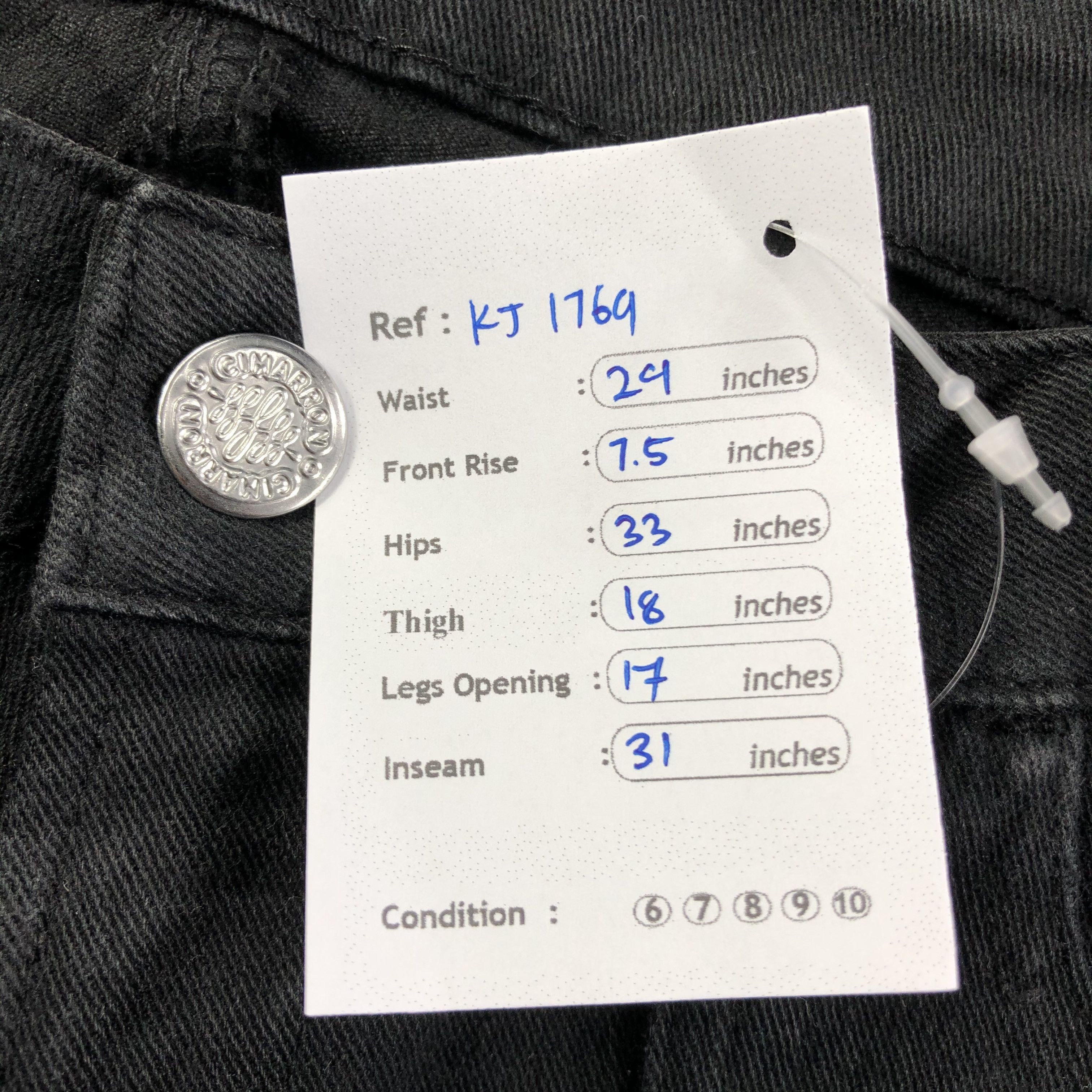 Designer Cimarron Bush Pants Jeans Black Flare Denim KJ1769 Size 29" - 10 Thumbnail