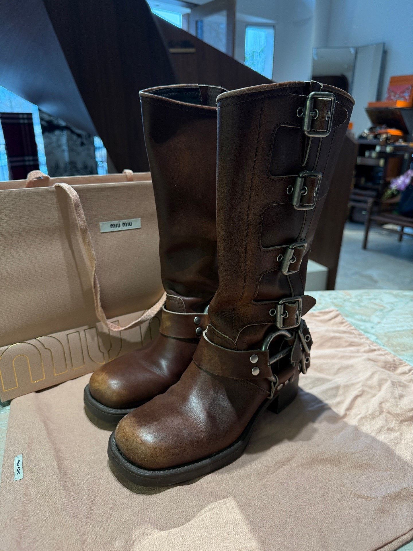 Miu Miu Miu Miu Classic Mid-Calf Leather Boots Size US 6 / IT 36 - 1 Thumbnail