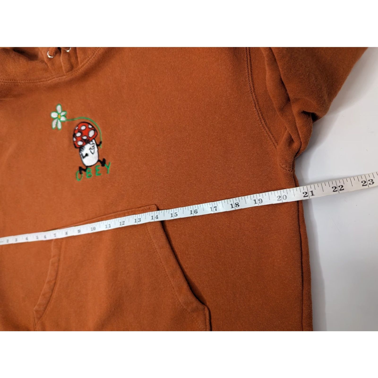 Obey OBEY Flower Embroidered Orange Pullover Hoodie Women’s Size Small Size S / US 4 / IT 40 - 6 Thumbnail