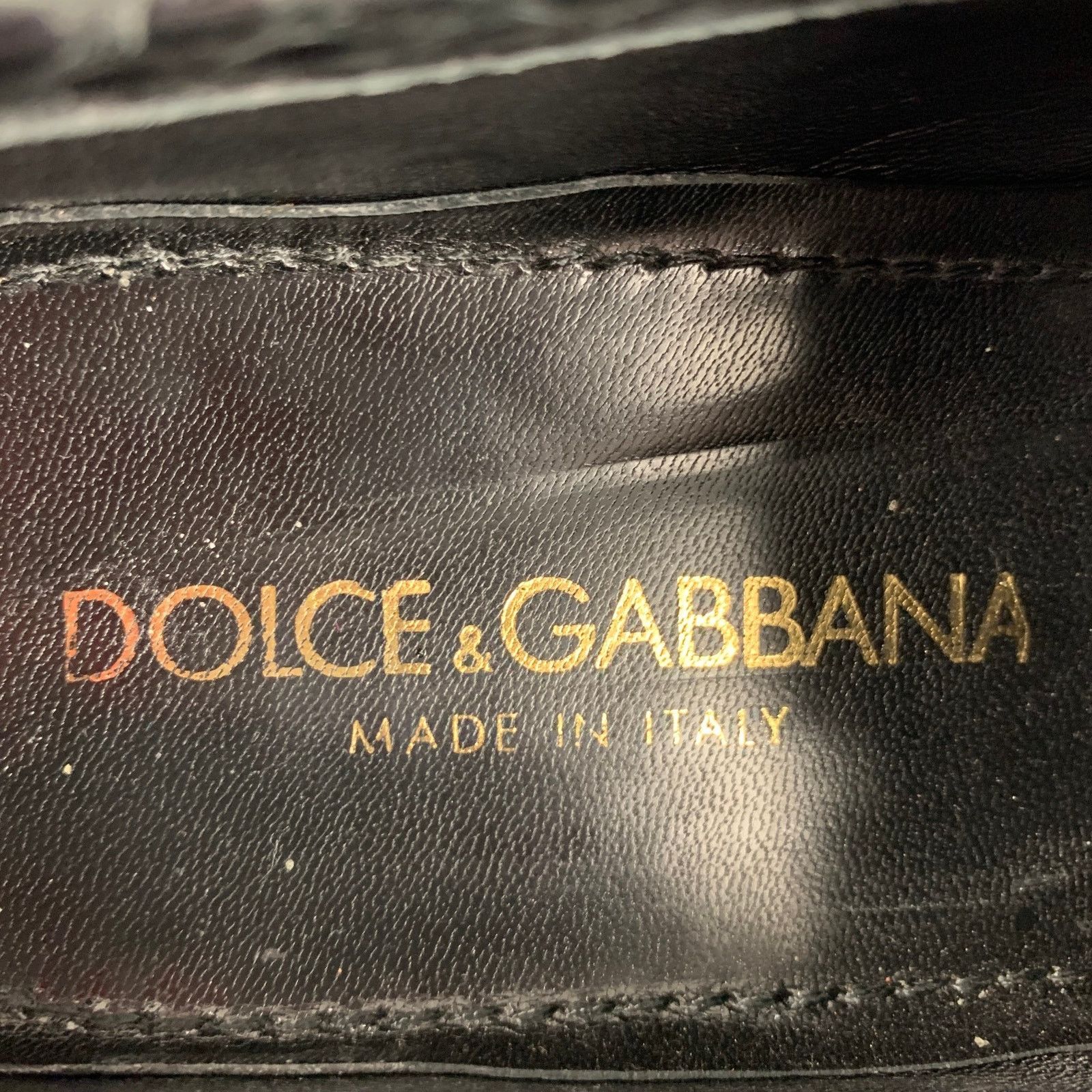 Dolce & Gabbana DOLCE & GABBANA Black Textured Leather Slip On Loafers Size US 7 / EU 40 - 8 Thumbnail