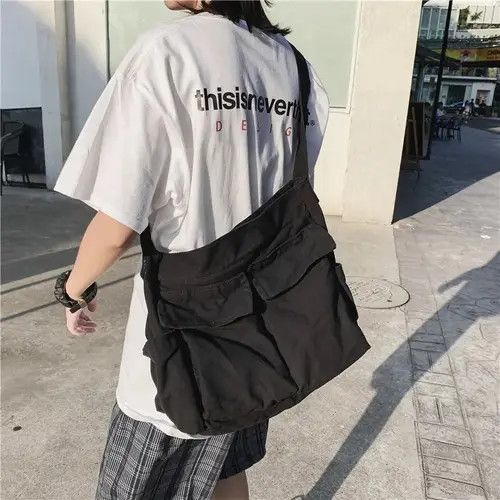Japanese Brand Masumizu x Rumi Casual Canvas Messenger Shoulder School Bag Size ONE SIZE - 6 Thumbnail