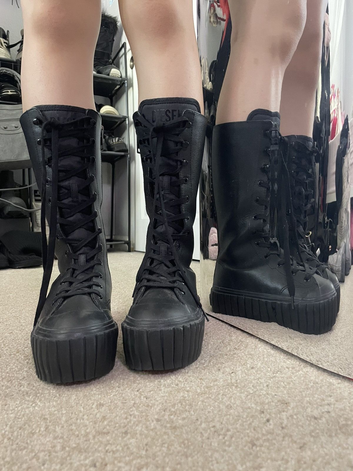 Diesel DIESEL Thigh-high red bottom sneakers Size US 7 / IT 37 - 8 Thumbnail