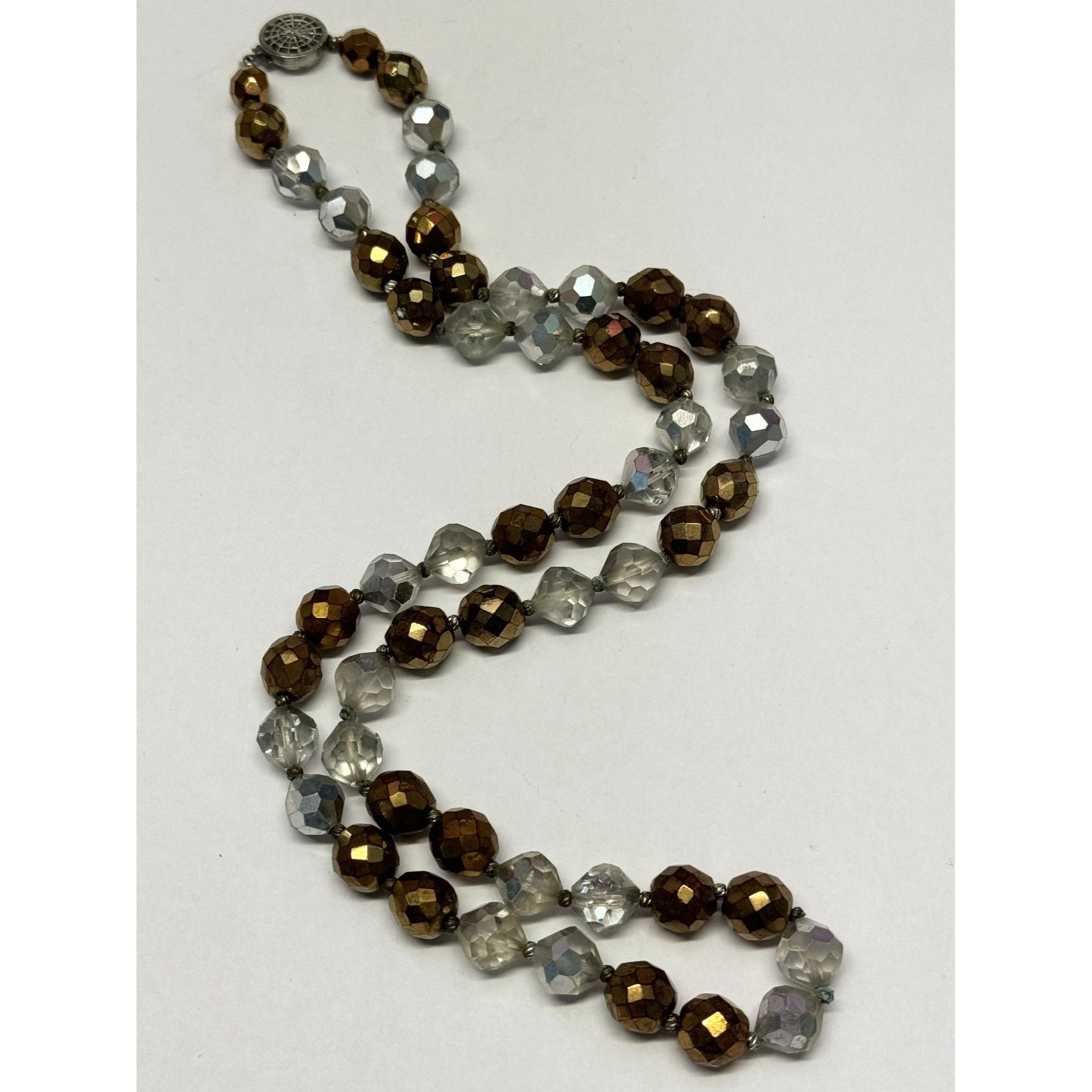 Vintage Vintage Gold & Silver Crystal Beaded Necklace Size ONE SIZE - 1 Thumbnail