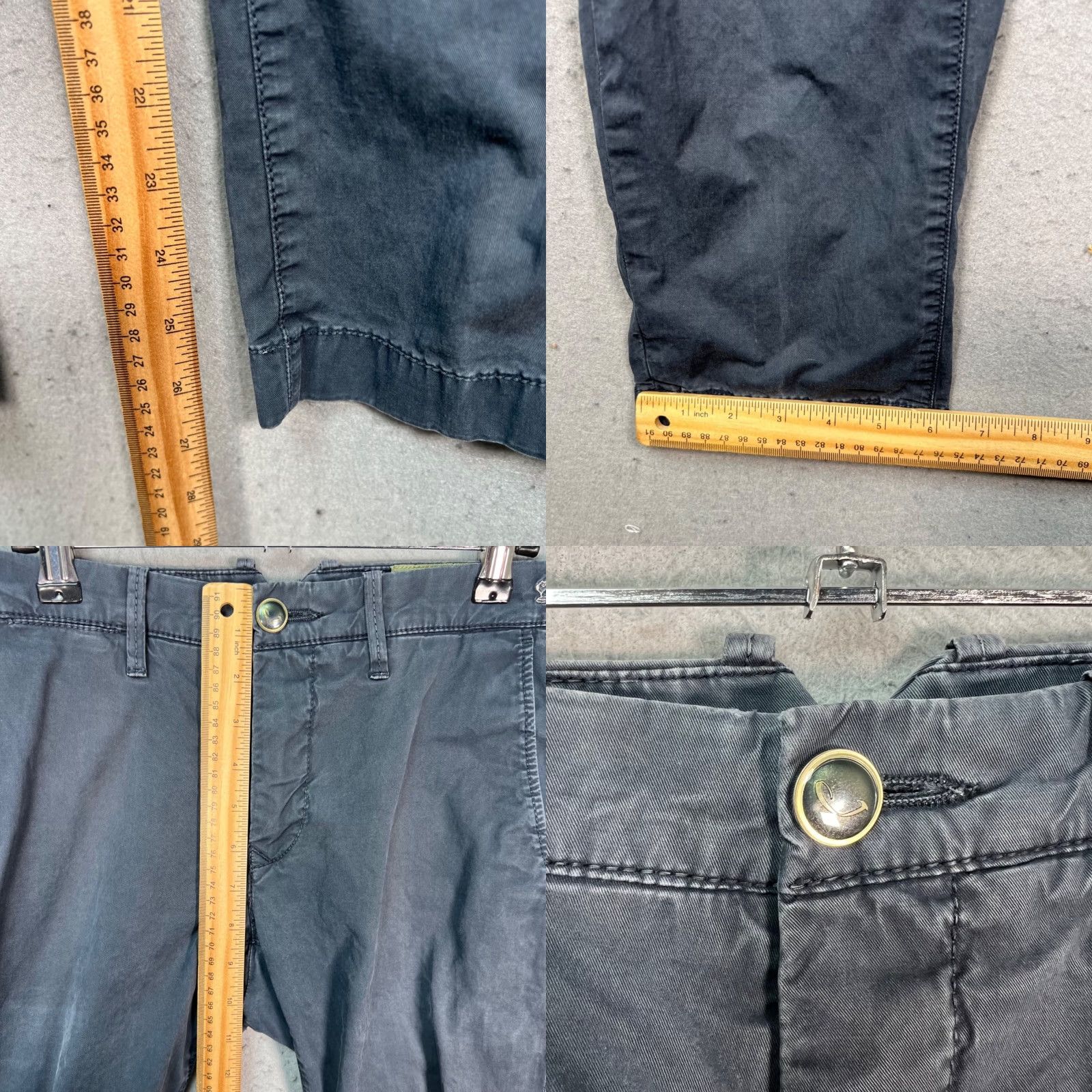 Jacob Cohen Jacob Cohen Academy Mens Chino Pants Slim 33 x 28 Blue Stretch Cotton 5-Pocket Denim/Khaki Style (Inseam 30) Regular Size 33 Mens Size US 33 - 8 Thumbnail