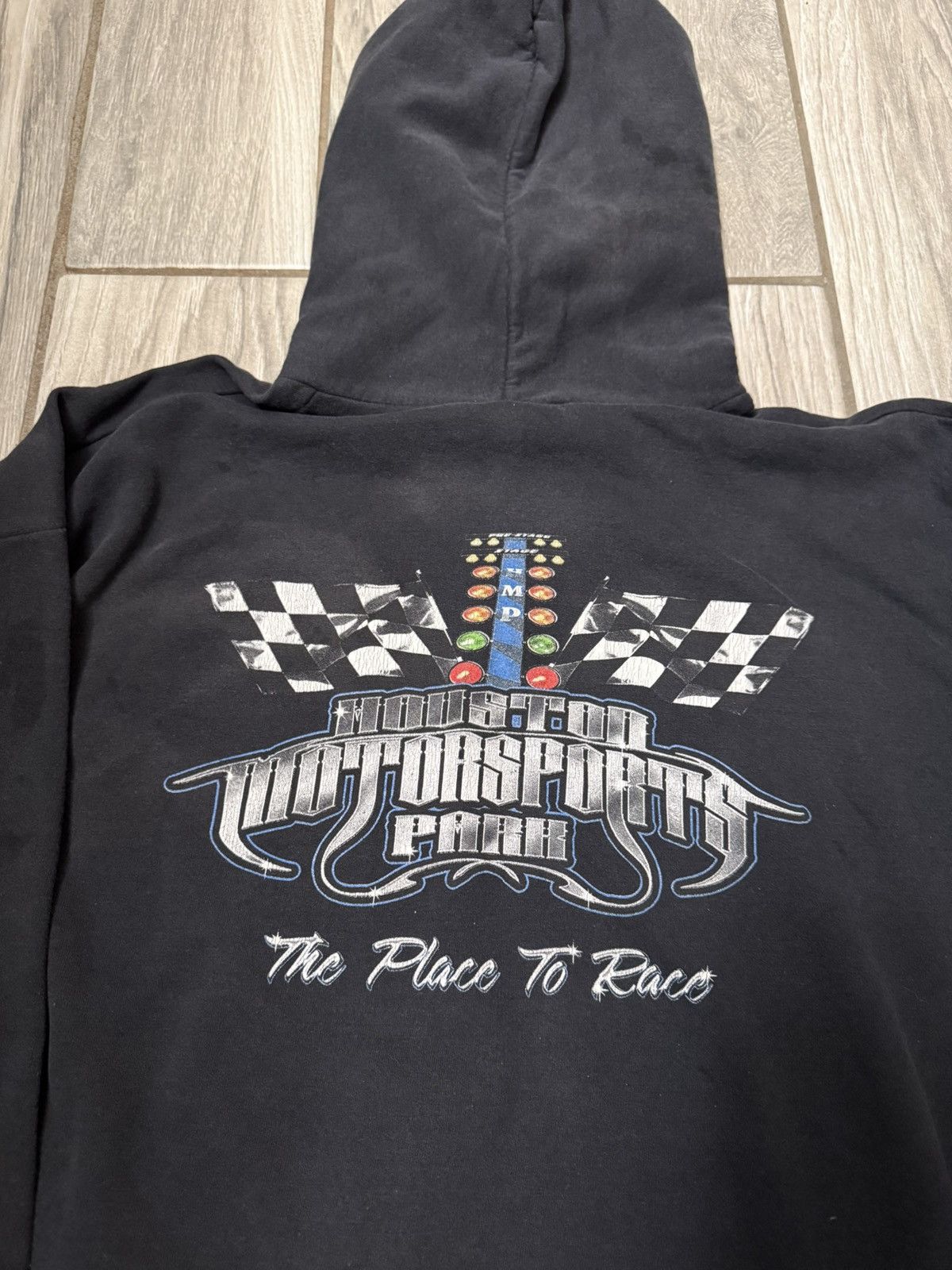 Hanes Men’s Casual Houston Motorsports Park Hoodie Black/Grey Size US XL / EU 56 / 4 - 4 Thumbnail