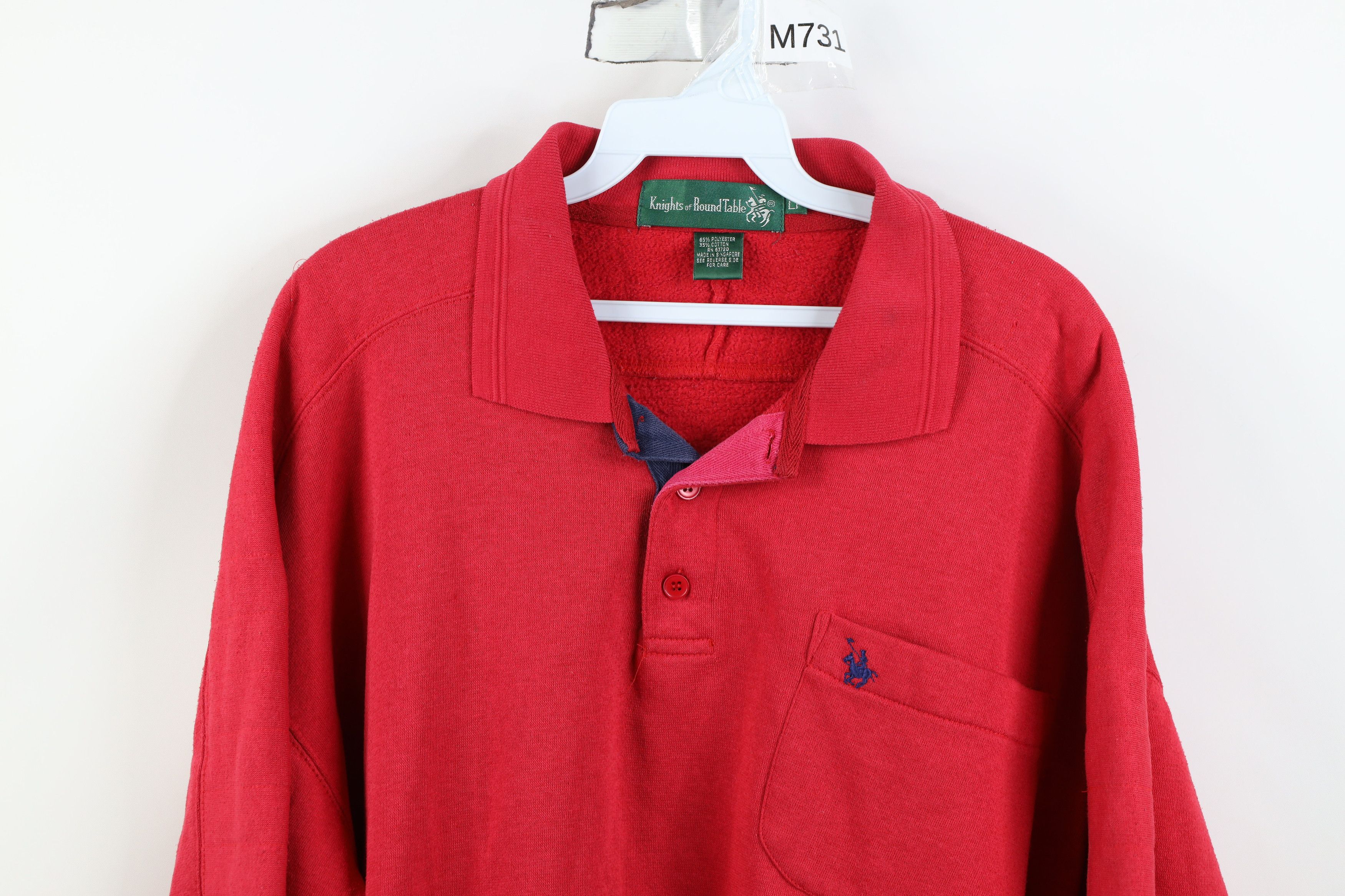 Vintage Vintage 90s Streetwear Faded Heavy Collared Sweatshirt Red Size US L / EU 52-54 / 3 - 2 Thumbnail