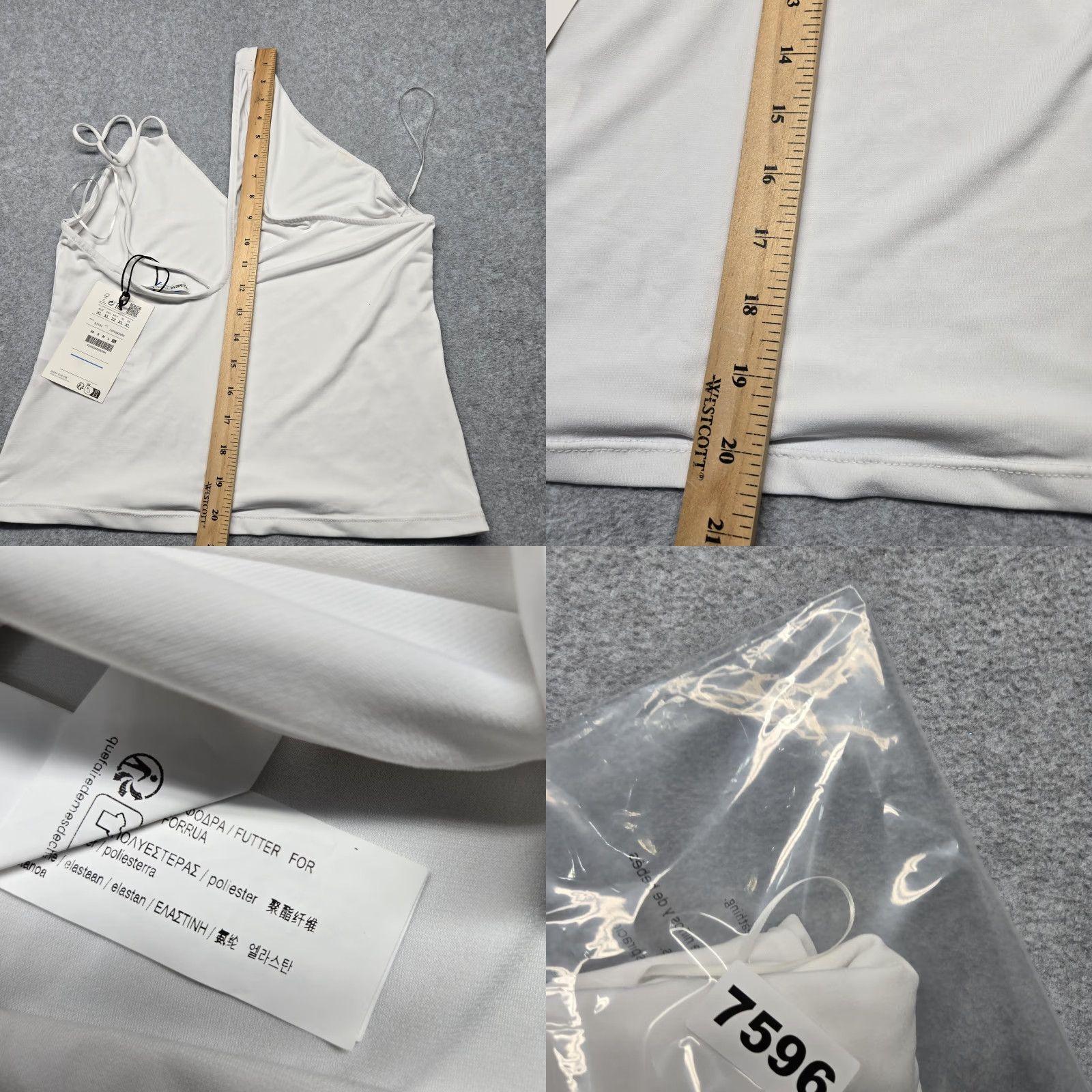 Vintage Pull&Bear Tank Top Womens XL White One Shoulder Camisole Strap Asymmetrical Sleeveless Top Size XL / US 12-14 / IT 48-50 - 8 Thumbnail