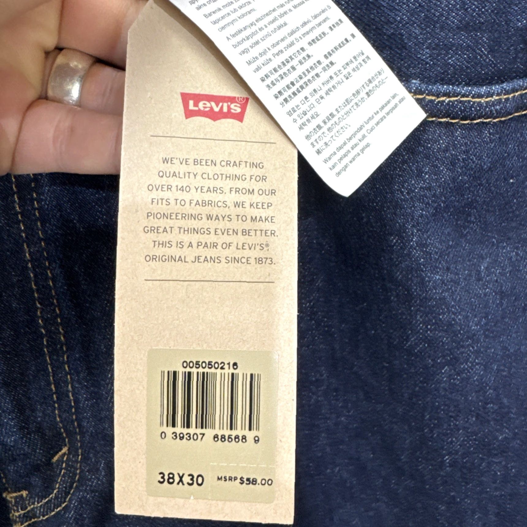Levi's VINTAGE Levi's 505 Jeans Mens 38x30 Dark Wash Straight Fit Mid-Rise Cotton Denim 80s 90s Retro Casual Size US 38 / EU 54 - 5 Thumbnail