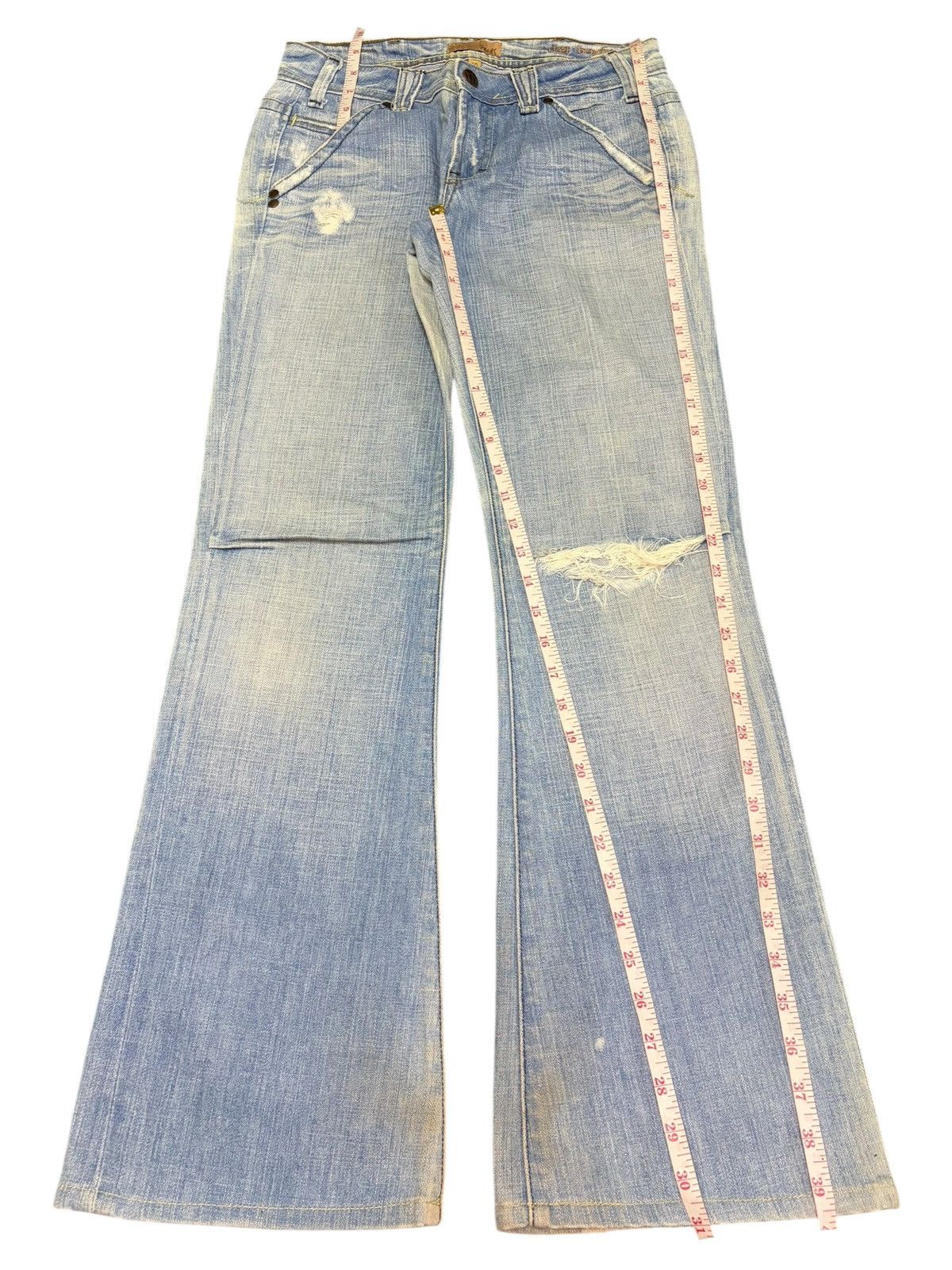 Diesel Vintage Yanuk Distressed Low Rise Flare Jeans Size 28" / US 6 / IT 42 - 7 Thumbnail