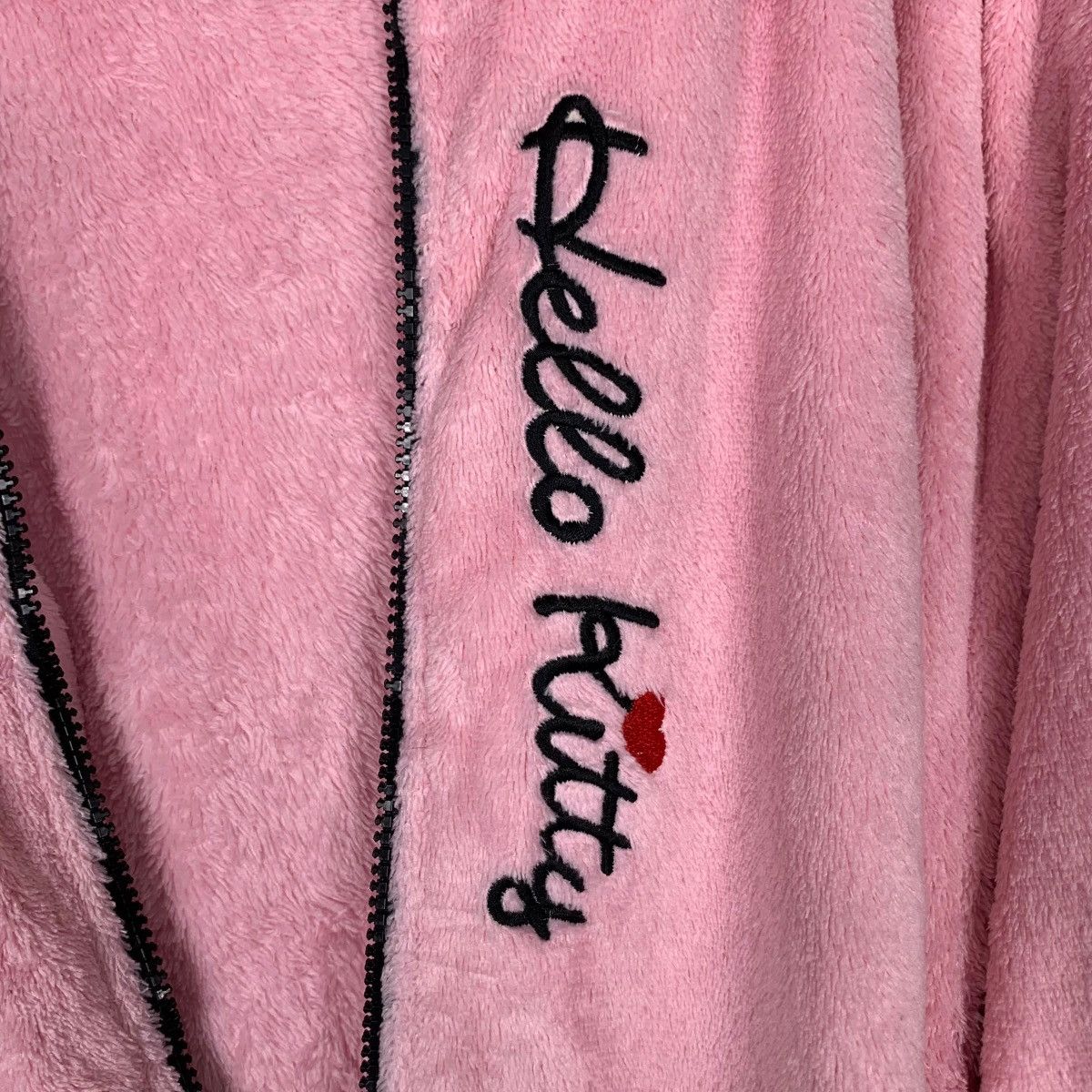 Japanese Brand HELLO KITTY EMBROIDERY LOGO PINK FLEECE HODDIES #0095-C6 Size US XXL / EU 58 / 5 - 18 Thumbnail