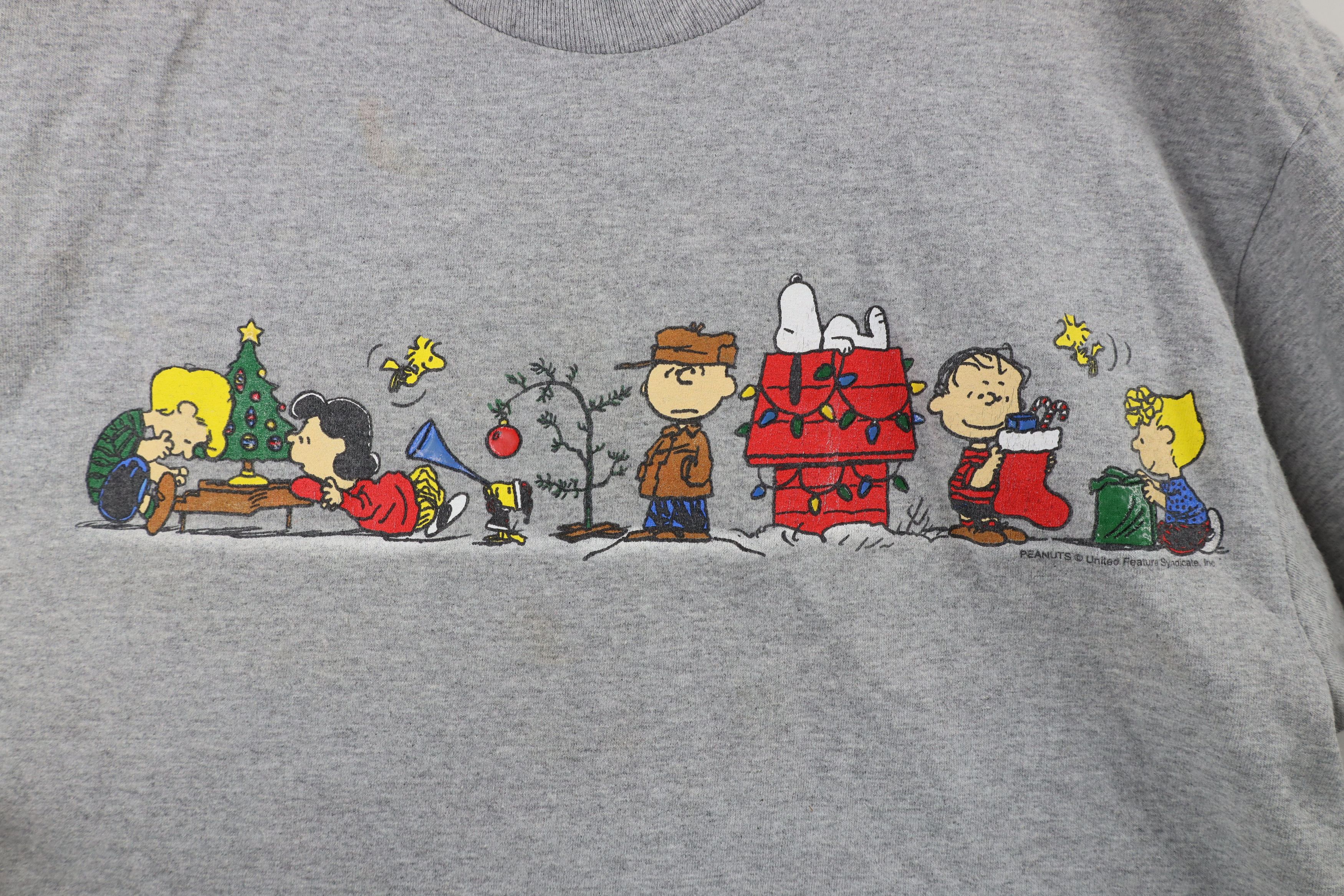 Vintage Vintage Y2K Peanuts Charlie Brown Christmas T-Shirt Gray Size US L / EU 52-54 / 3 - 4 Thumbnail