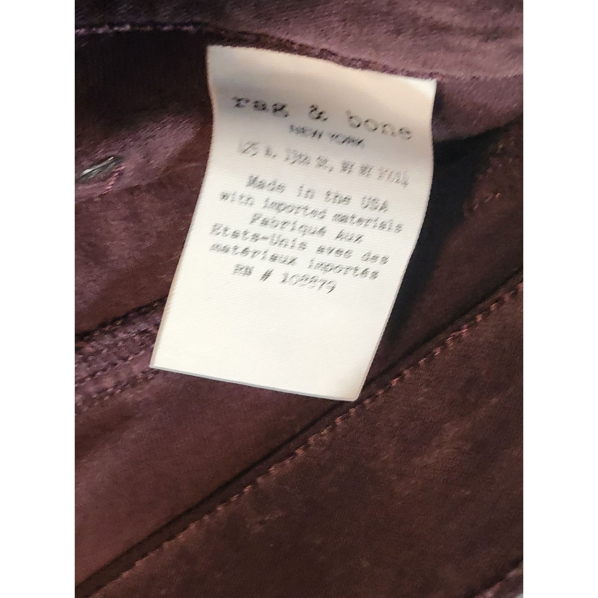 Rag & Bone Rag & Bone New York Skinny Jeans Women Sz 29 Wine Velvet Str Size 29" - 11 Thumbnail
