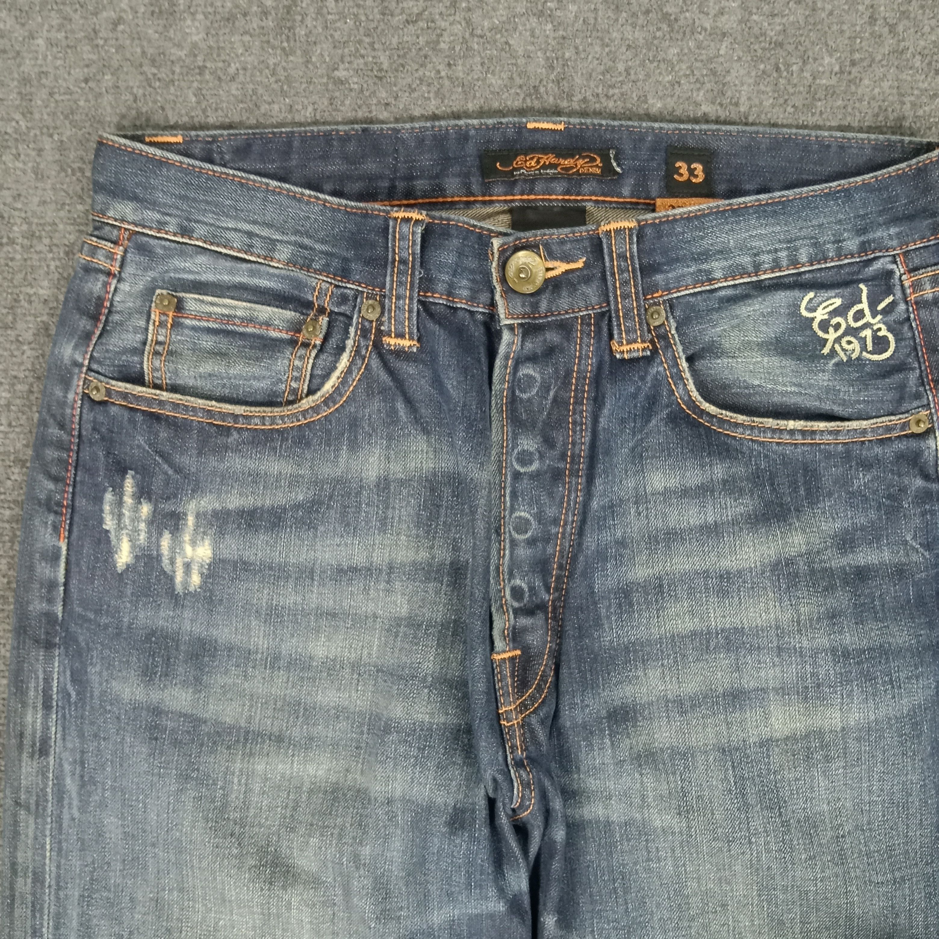 Christian Audigier × Ed Hardy × Vintage Ed Hardy American Designer Embroidery Art Jeans Size US 31 - 7 Thumbnail