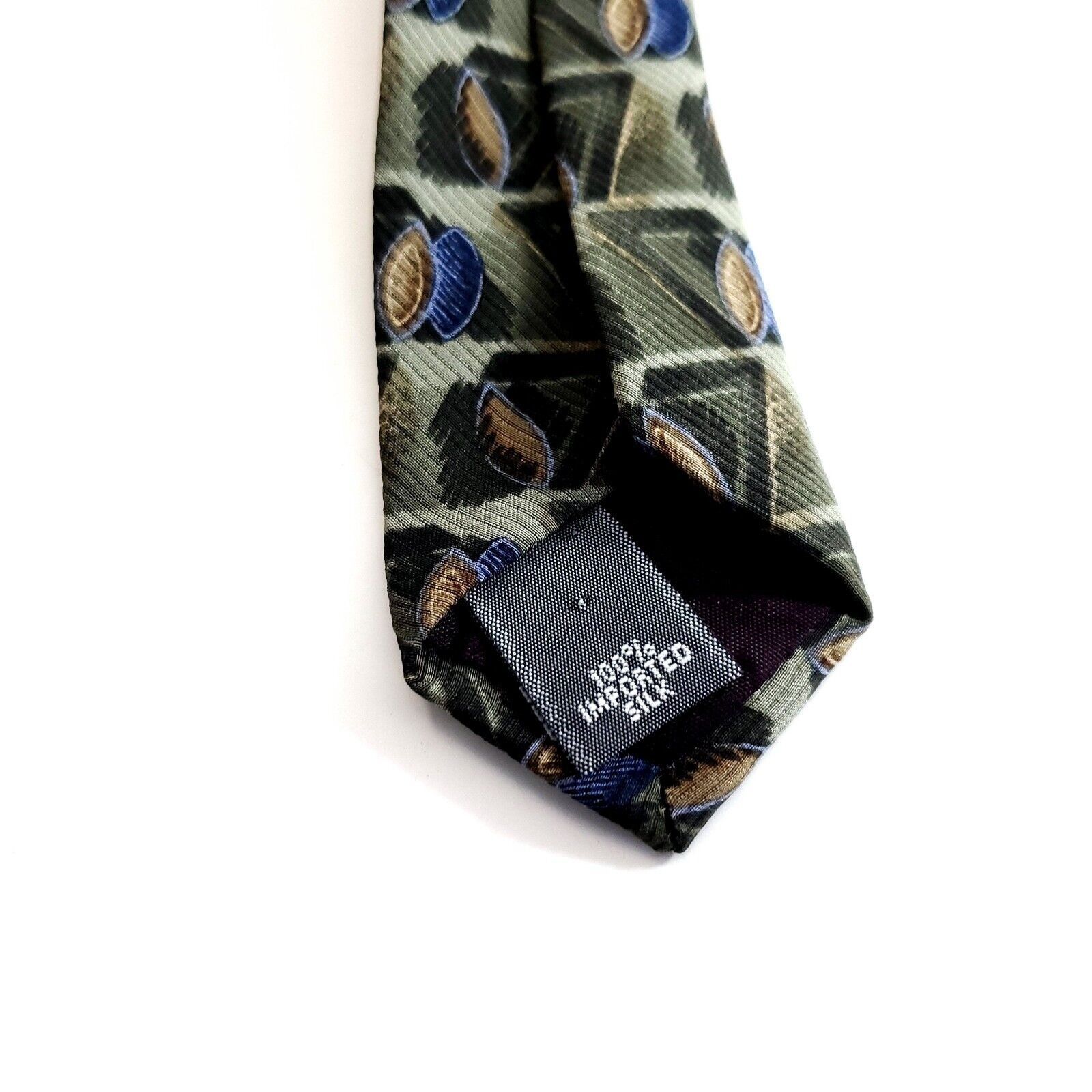 Croft & Barrow Croft & Barrow Green Print Geometric Wide Silk Tie Size ONE SIZE - 4 Thumbnail
