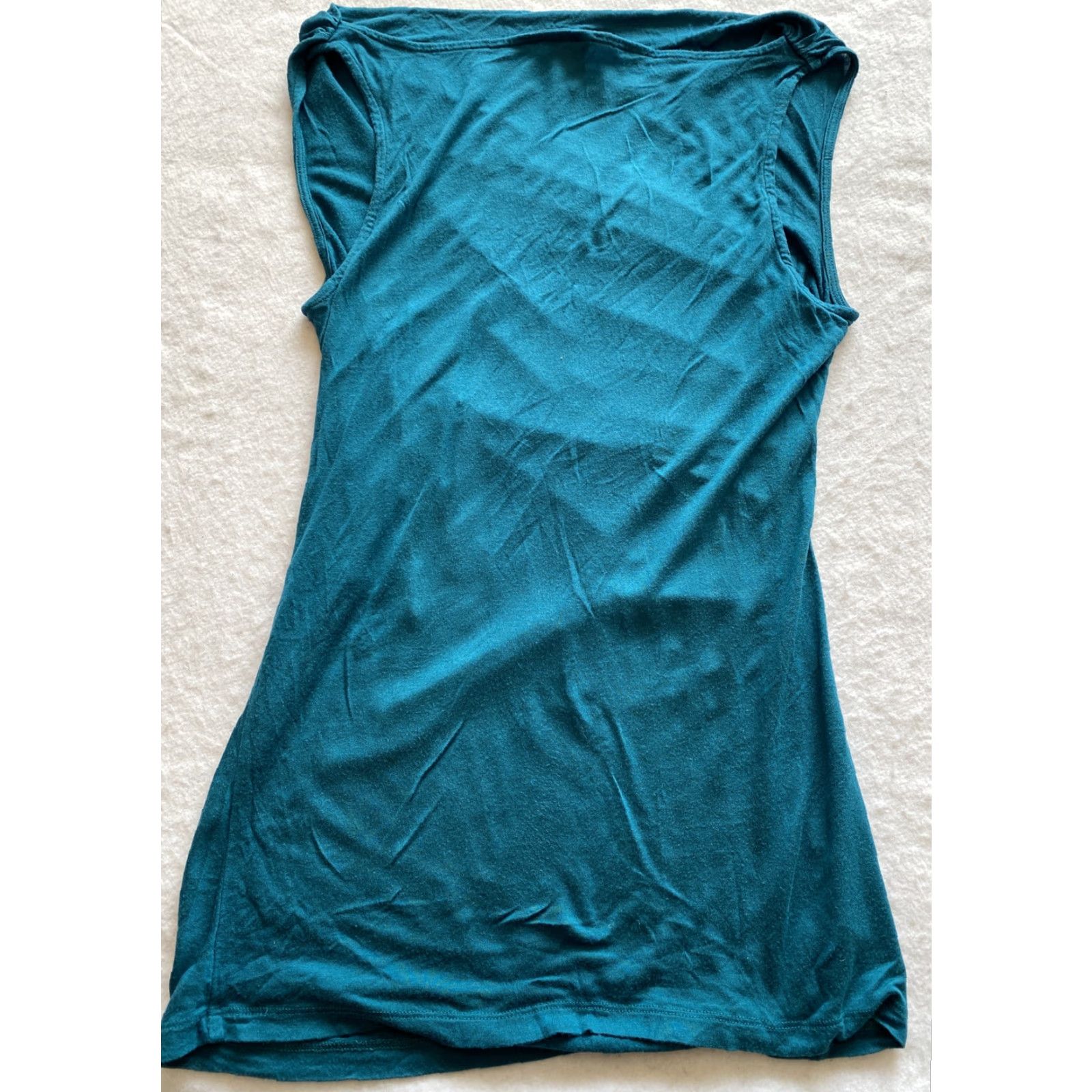 Ann Taylor Ann Taylor Tank Shirt Women’s M Size Green / 18-8 Regular Tank Top Blue Canvas Ruffle Formal Sleeveless Round Neck Basic All Seasons Women’s M Size Size M / US 6-8 / IT 42-44 - 5 Thumbnail