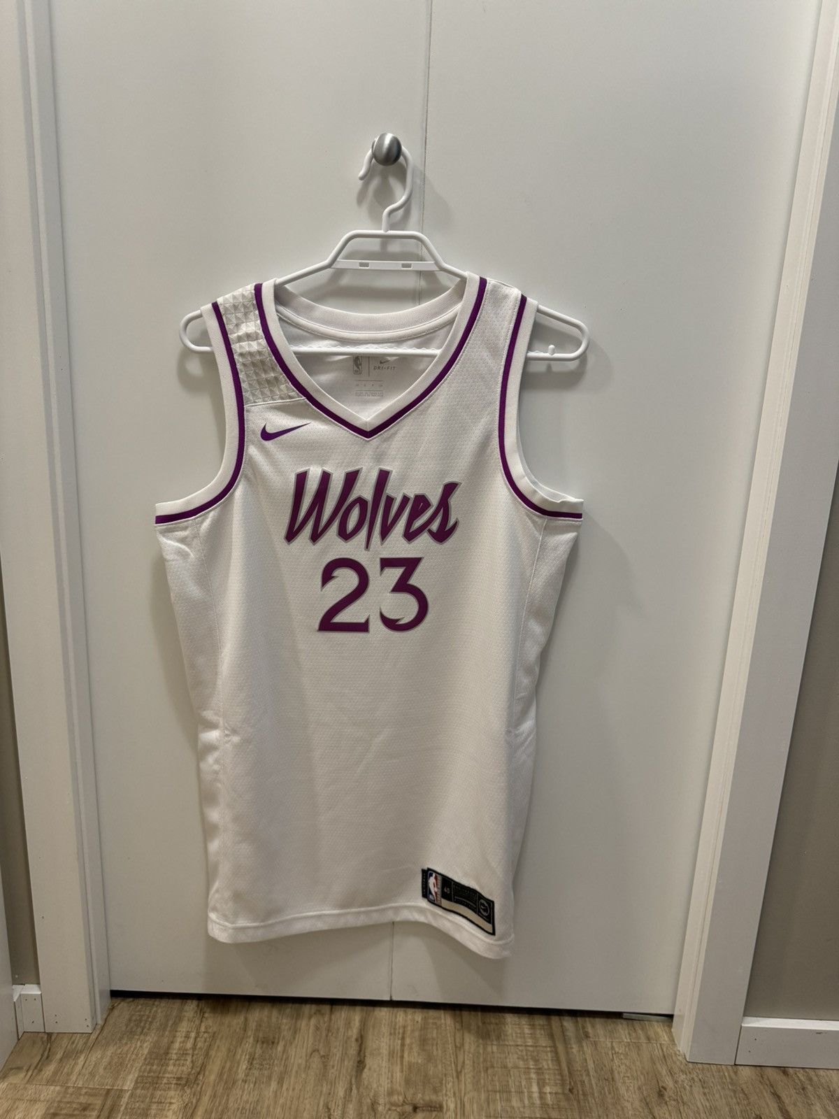 image of Nike Minnesota Timberwolves Earned Edition Butler Jersey in Purple/White, Men's (Size Small)