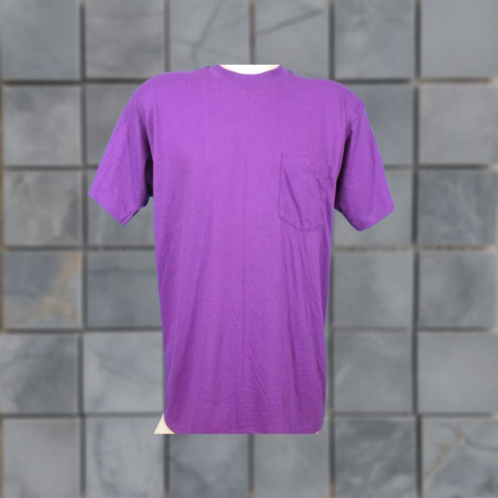 Vintage VINTAGE DEADSTOCK 80s SHIRT LARGE PURPLE POCKET T-Shirt Mens 80s 90s Beach NOS Blank Paper Thin Size US L / EU 52-54 / 3 - 1 Thumbnail