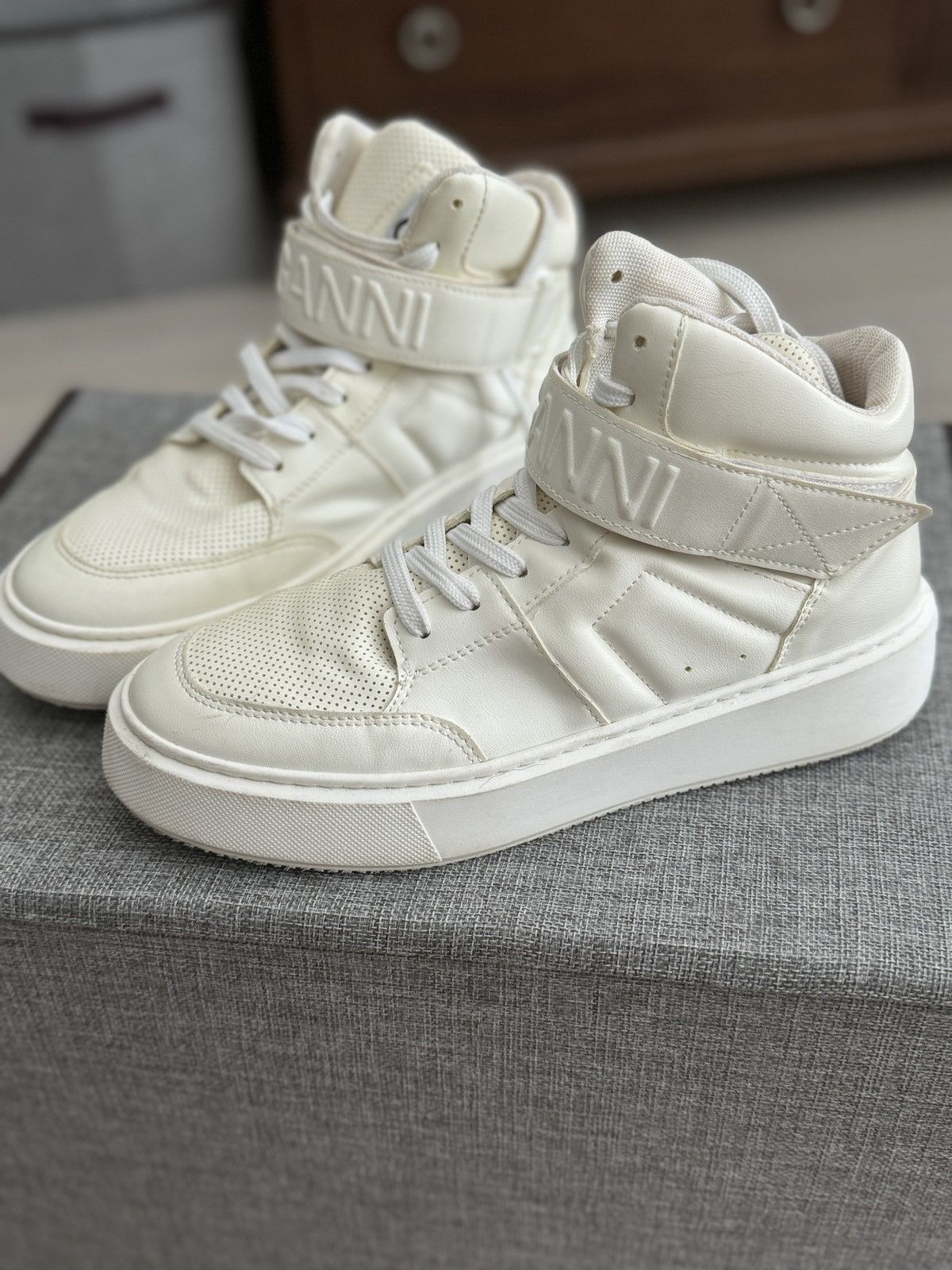 Ganni GANNI White Sporty Mix High-Too Sneakers EU 39 Size US 9 / IT 39 - 1 Thumbnail