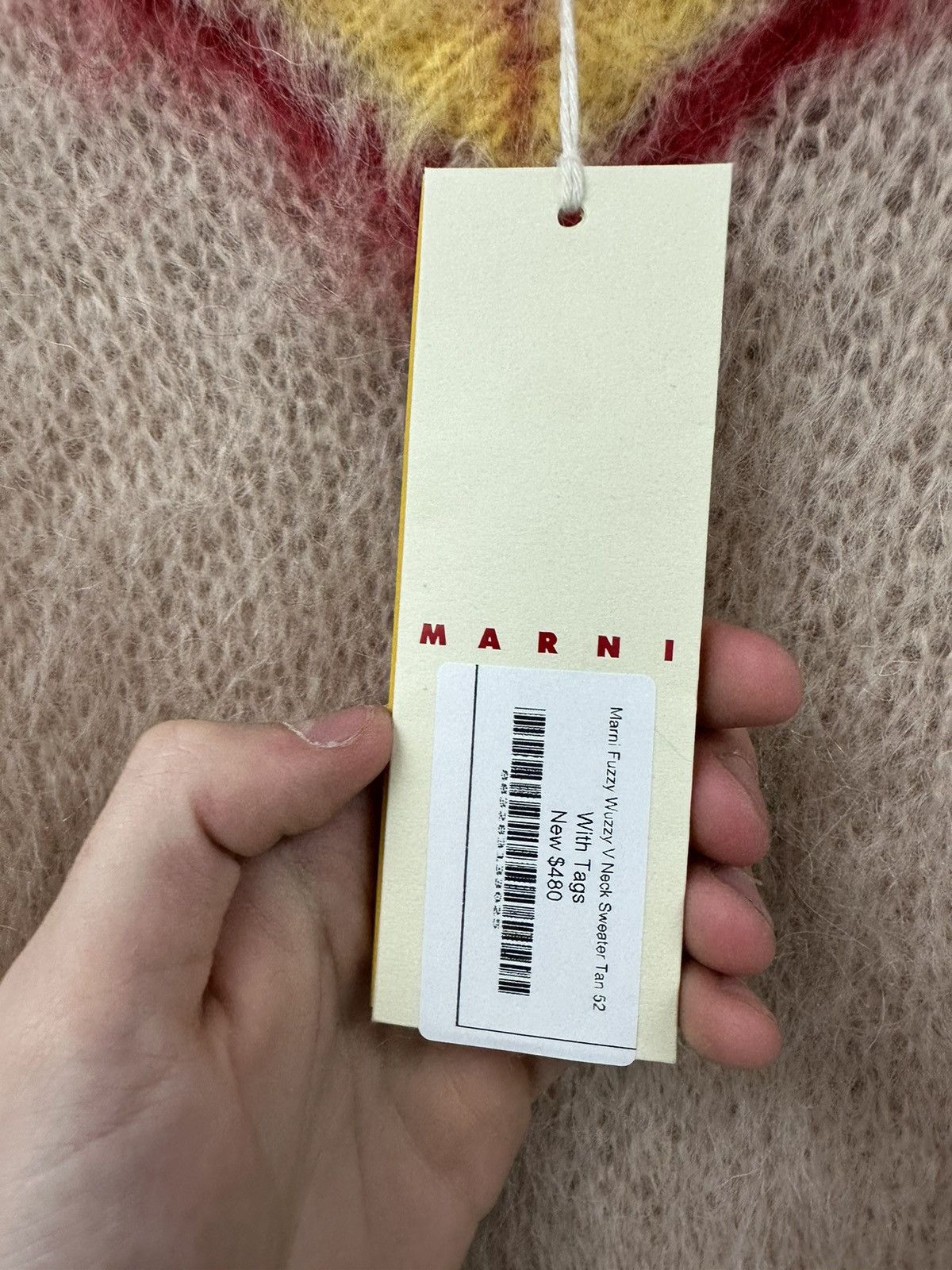 Marni Marni Mohair Crewneck Sweatshirt Cream Red Size US L / EU 52-54 / 3 - 3 Thumbnail