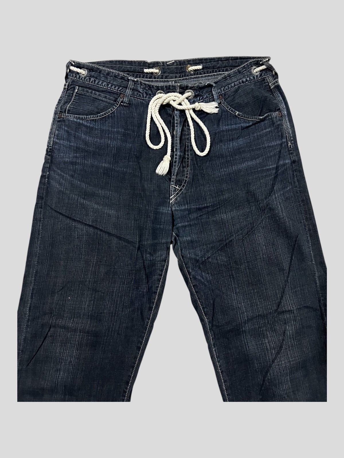 45rpm Vintage 45RPM 🇯🇵 Indigo Dyed Drawstring Waist Denim Jeans Size US 32 / EU 48 - 3 Thumbnail