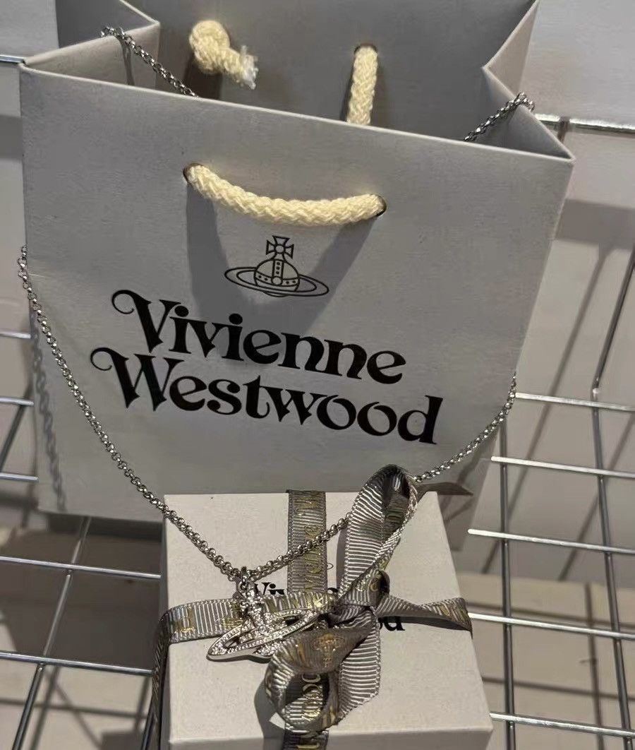 Vivienne Westwood Vivienne Westwood White Diamond Saturn Necklace Size ONE SIZE - 2 Thumbnail