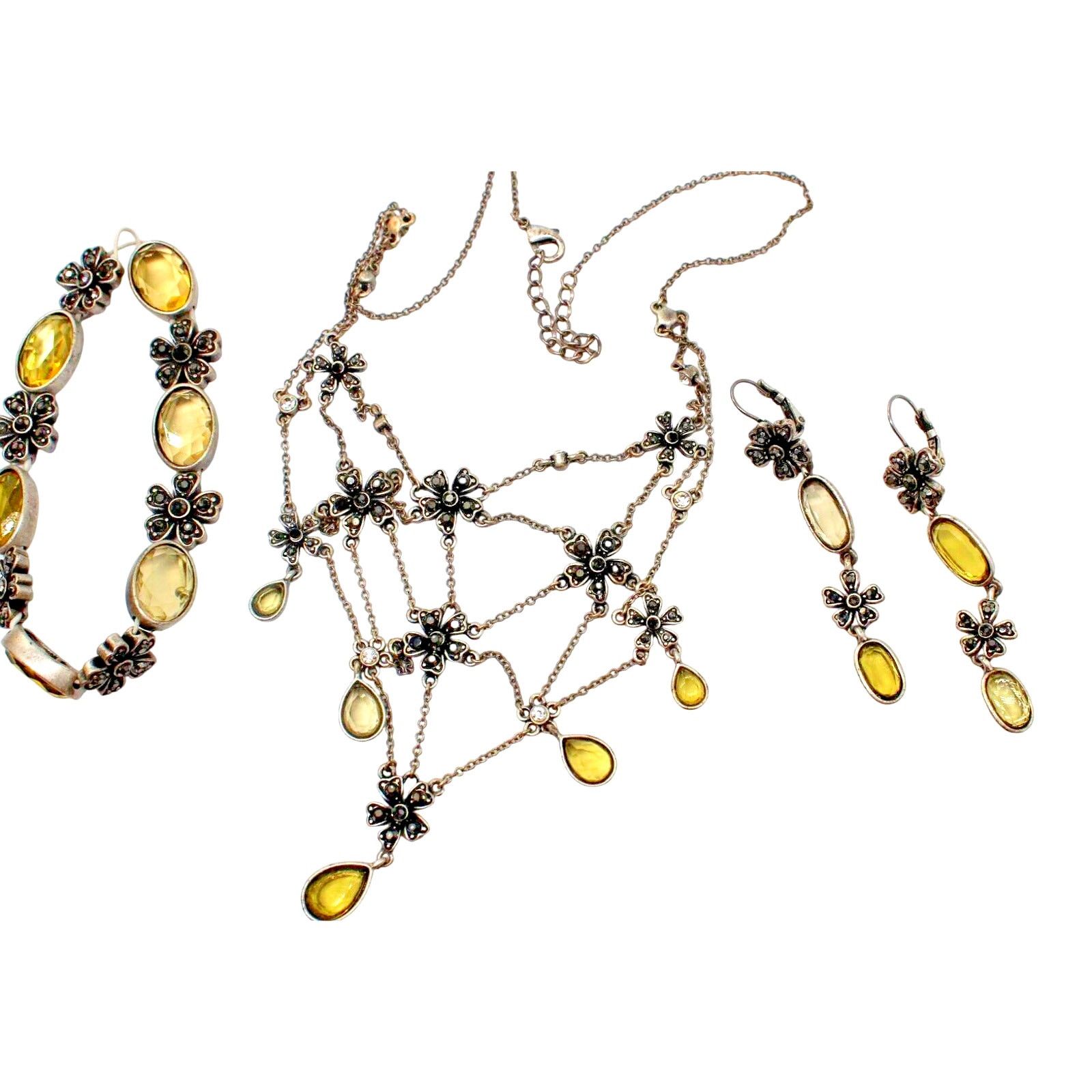 Other Vintage Parure Set •Necklace Bracelet Earrings •Yellow •16" Size ONE SIZE - 1 Thumbnail
