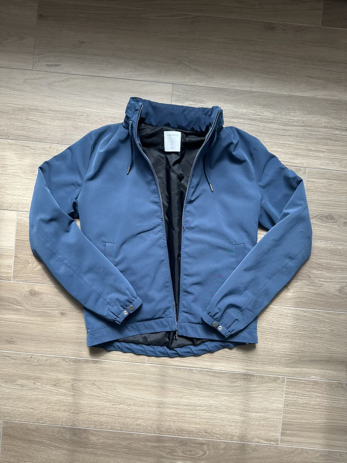 Sandro Sandro Blue Twill Hooded Jacket Size US S / EU 44-46 / 1 - 1 Thumbnail