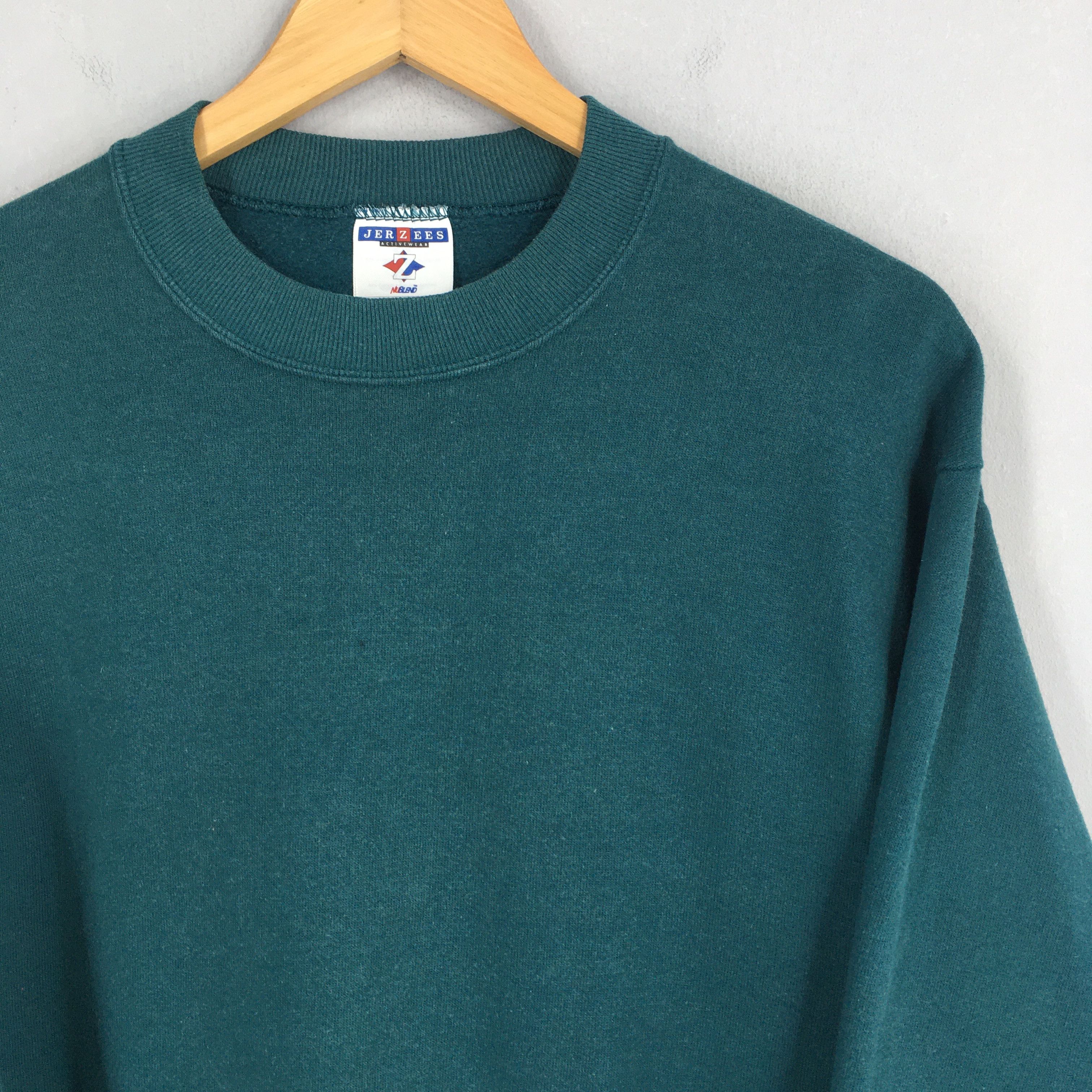 Jerzees Vintage 90s Jerzees Usa Green Plain Sweatshirt Medium Size US M / EU 48-50 / 2 - 2 Thumbnail