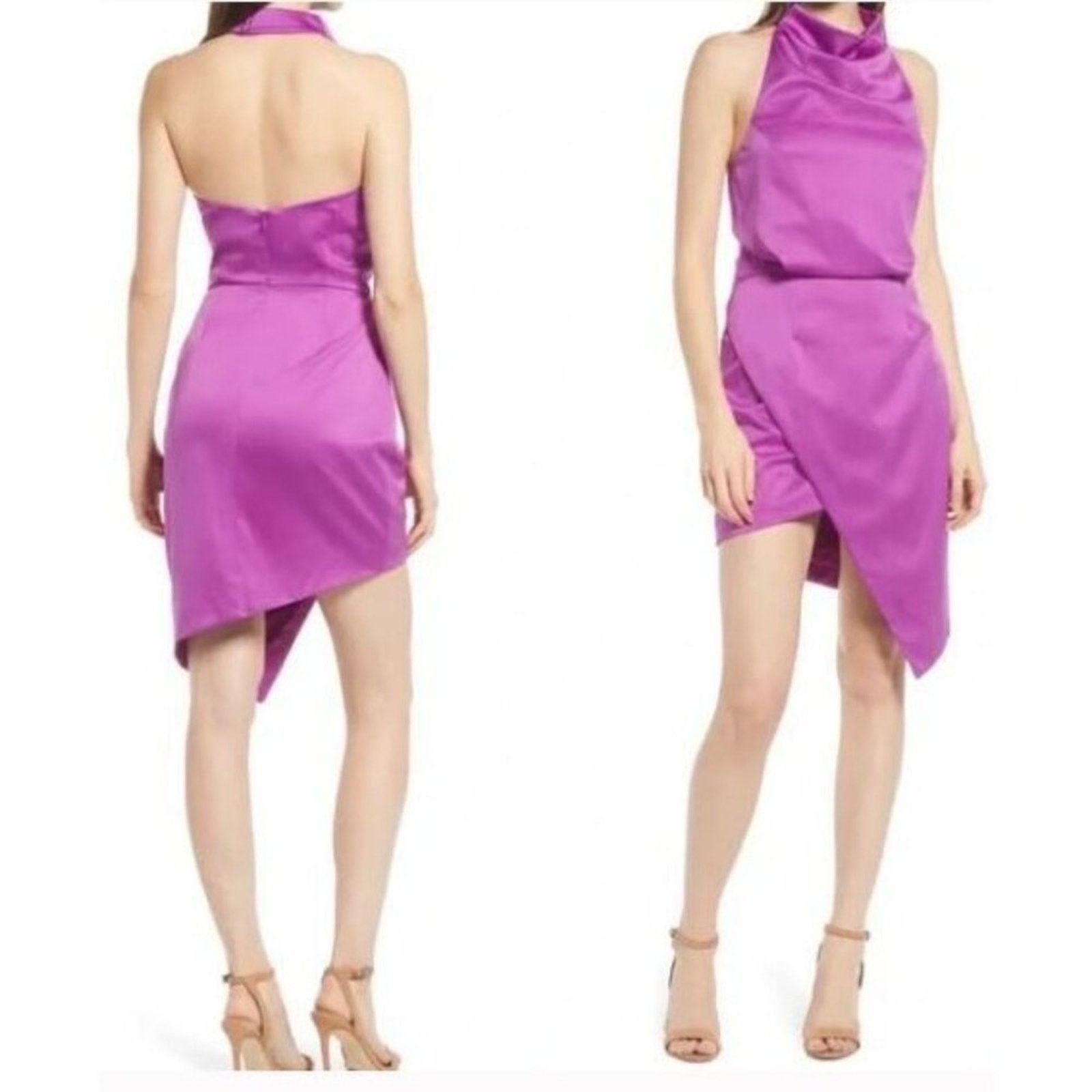 ELLIATT Elliatt Camo Asymmetric Satin Halter Cocktail Dress Large Size L / US 10 / IT 46 - 1 Thumbnail