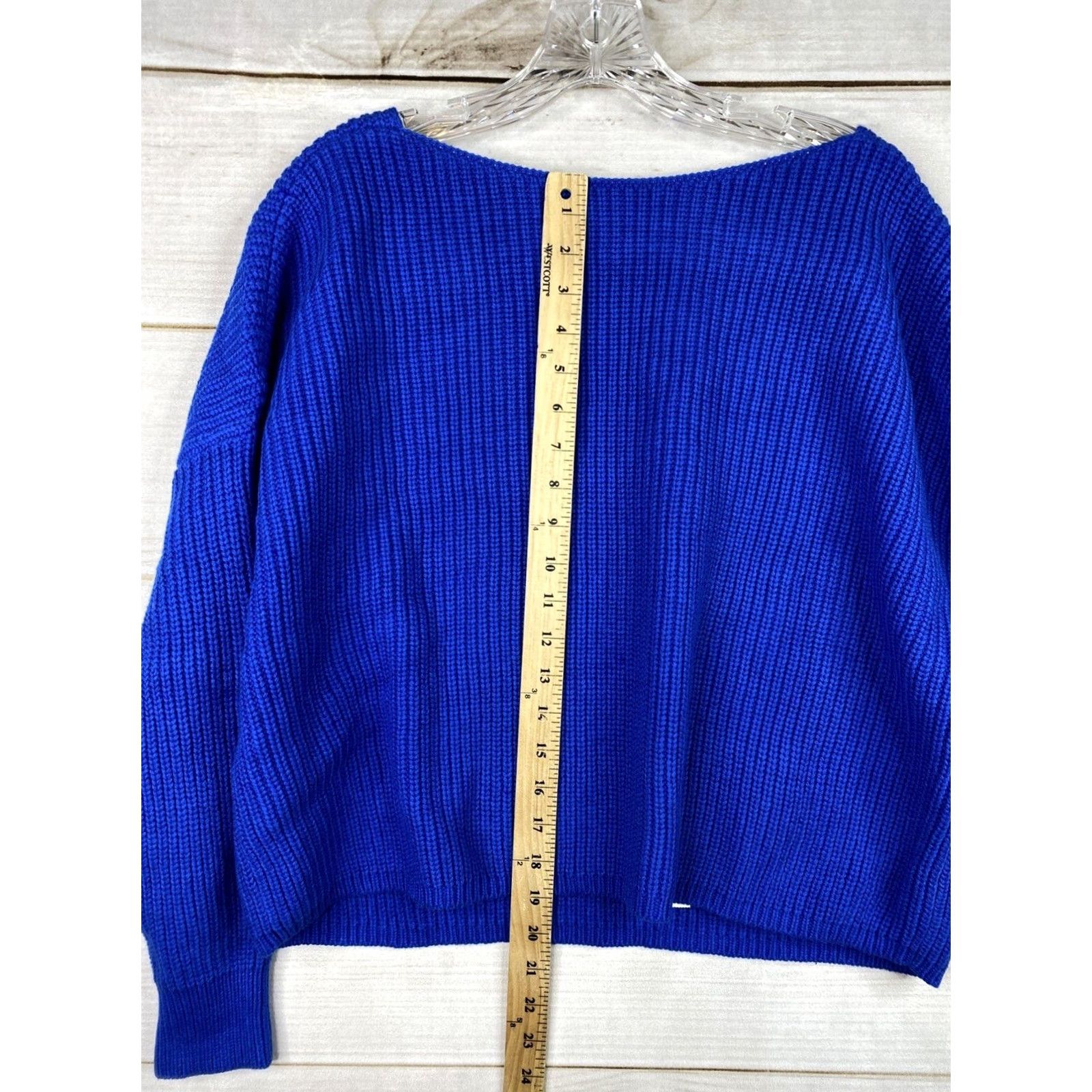 Bar III Bar III Sweater Womens PL Blue Open Back Long Sleeve Stretch Cable Knit NWT Size L / US 10 / IT 46 - 3 Thumbnail