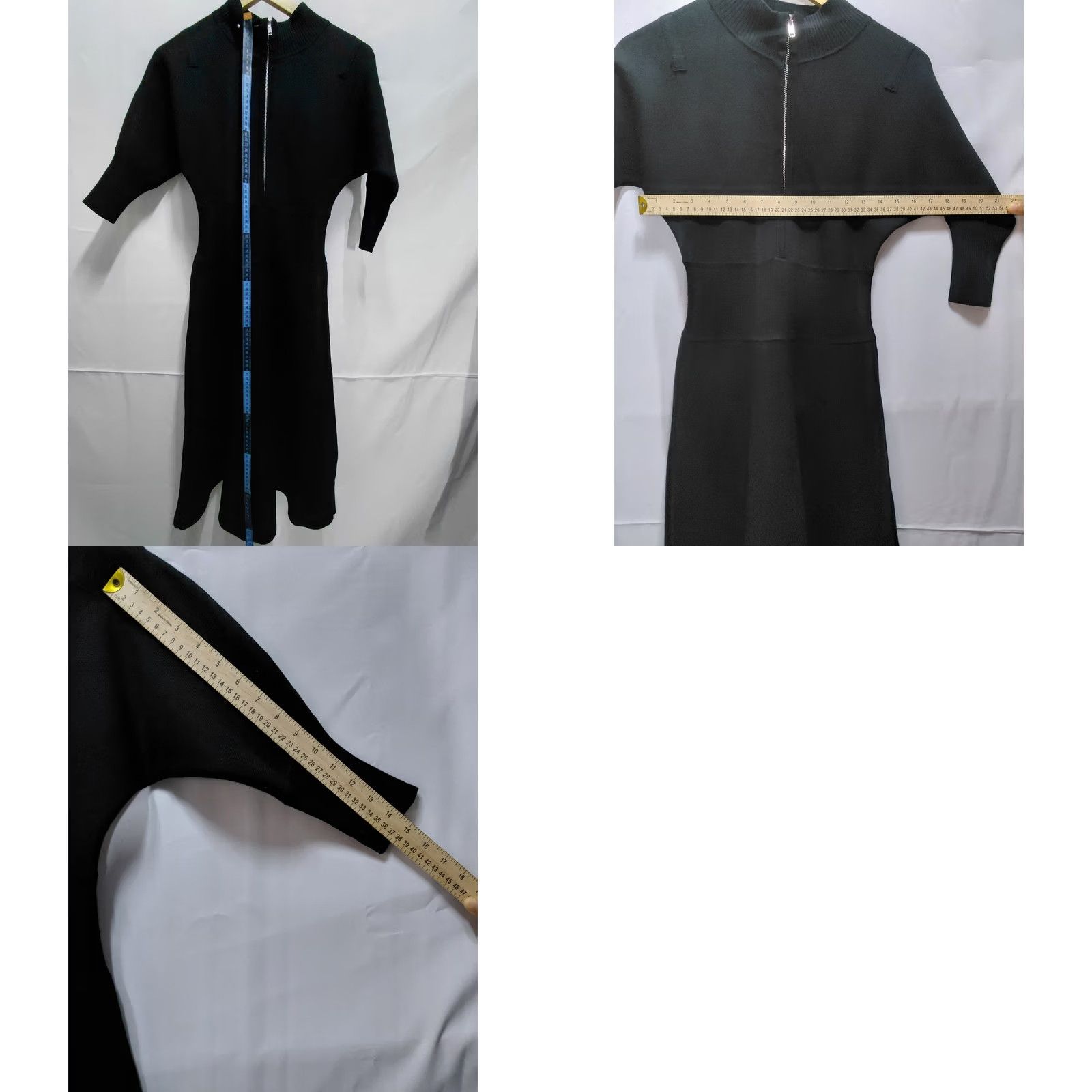 Vintage Ellie Makir New York Black Knit Dress Fit & Flare Half Zip XS Women Size XS / US 0-2 / IT 36-38 - 8 Thumbnail