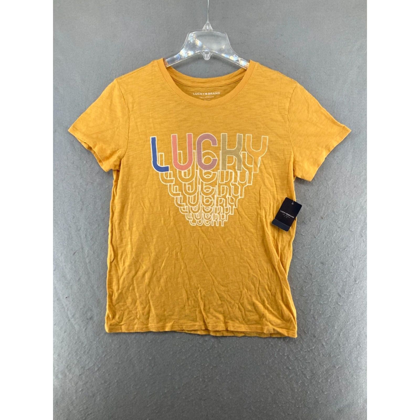 Lucky Brand Lucky Brand T-Shirt Women Medium Yellow Graphic Print NWT Short Sleeve Crew Neck Cotton Jersey 90s? Size M / US 6-8 / IT 42-44 - 2 Thumbnail