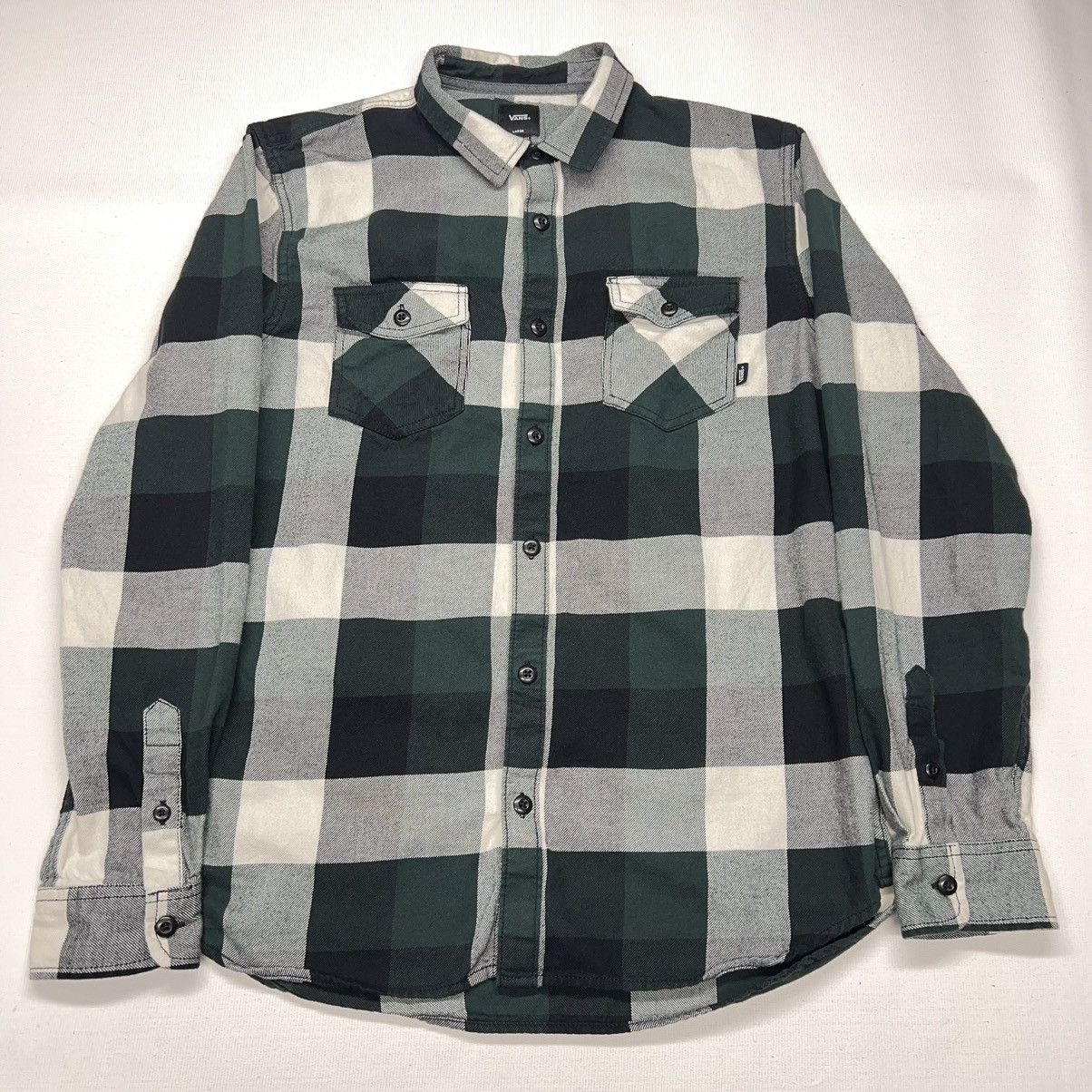 Vans Vans Flannel Shirt Green Plaid Button Up Tailored Fit Skate Size US L / EU 52-54 / 3 - 1 Thumbnail
