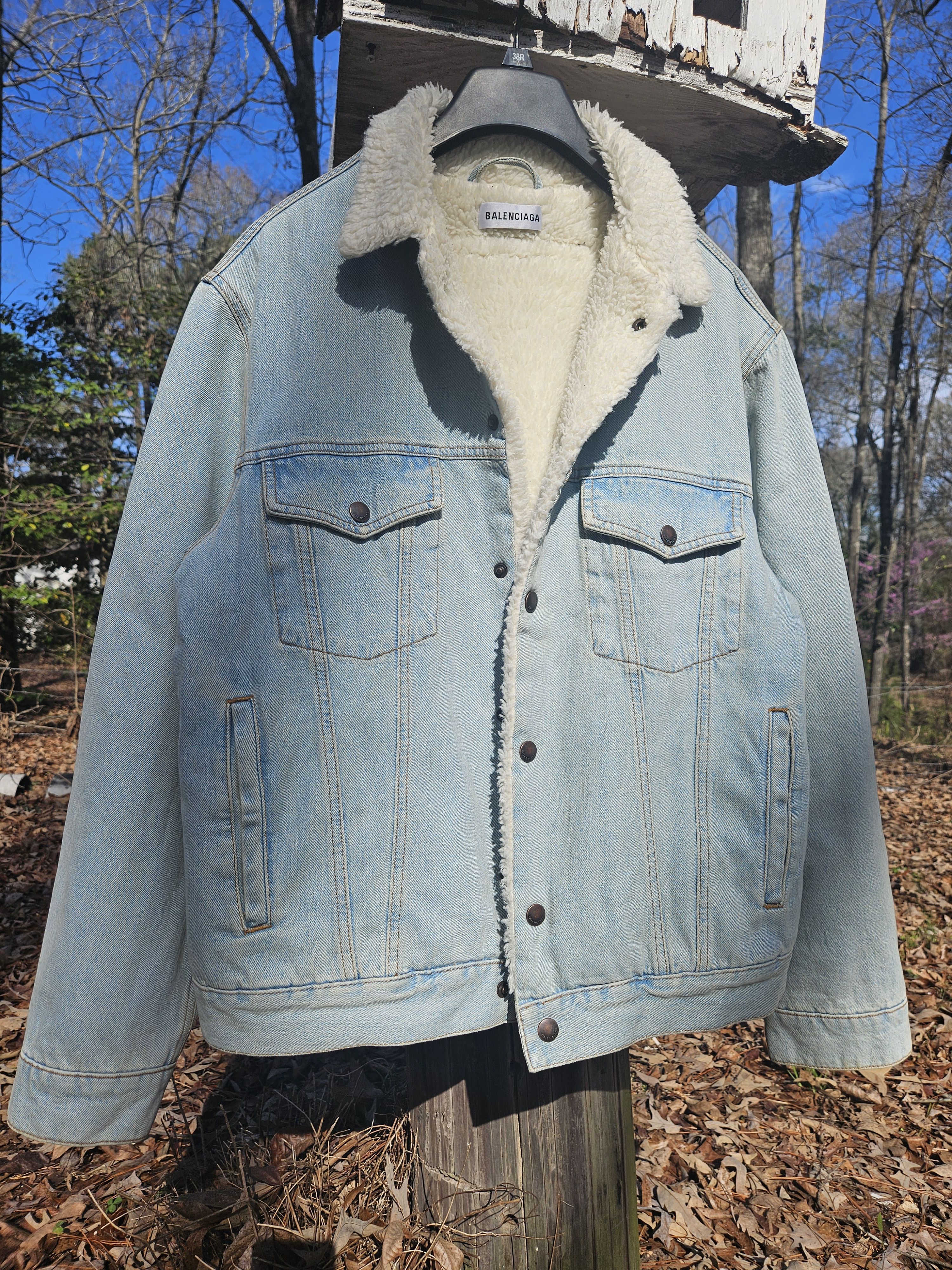 Balenciaga Balenciaga Shearling Sherpa Oversized Denim Jacket Size US XS / EU 42 / 0 - 2 Thumbnail