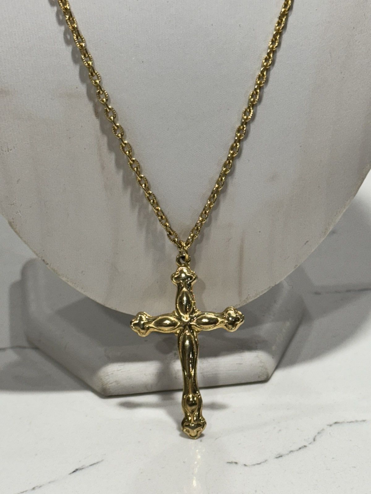 Vintage Religious Cross Charm Necklace