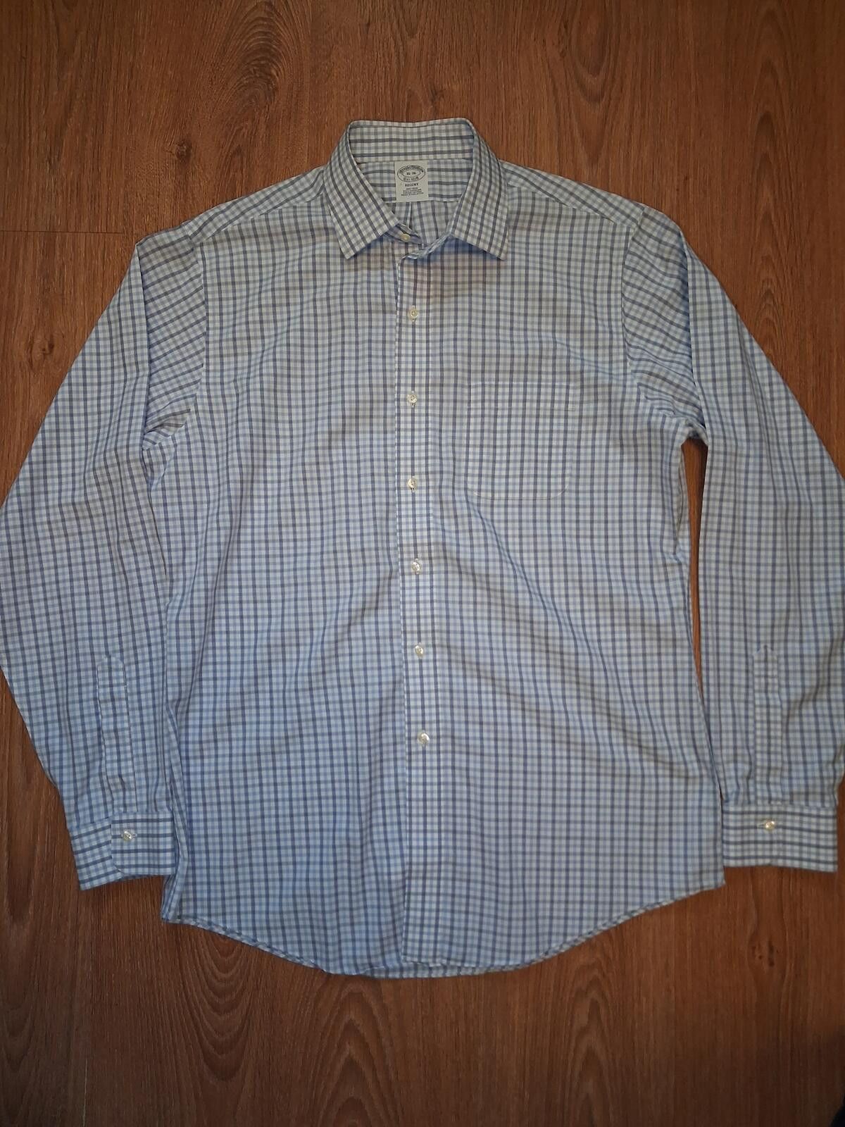 Brooks Brothers Brooks Brothers Dress Shirt Mens 16-36 L White Check Supima Size 42R - 1 Thumbnail