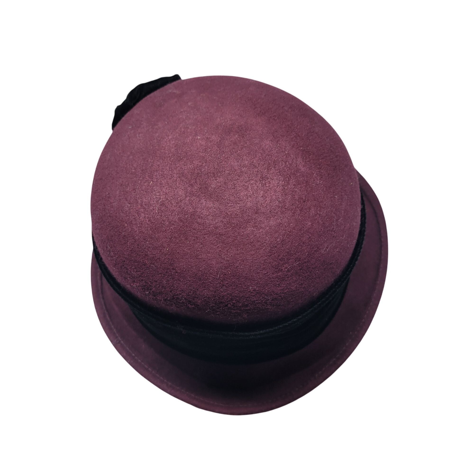 Other Soprattutto Wool Cloche Hat Purple Black Velvet Band Flower Size ONE SIZE - 5 Thumbnail