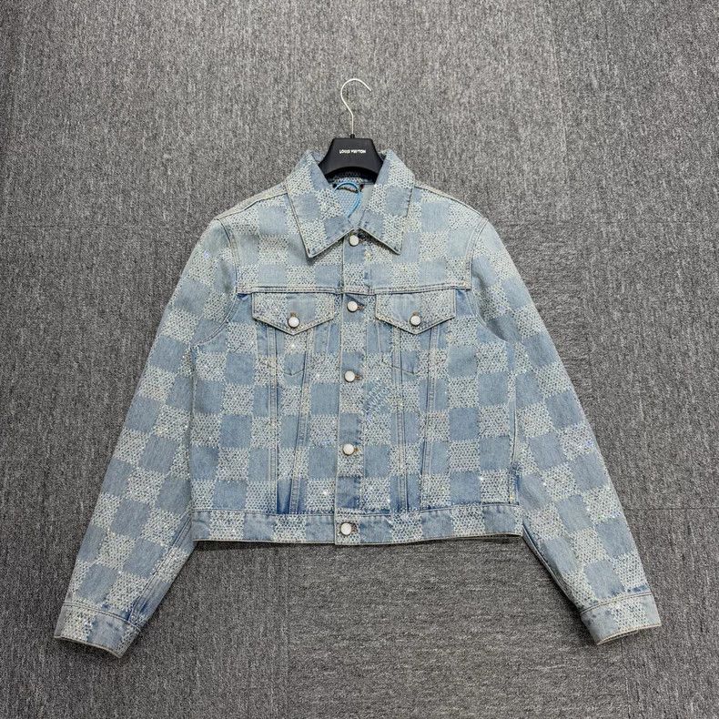Louis Vuitton Louis Vuitton Chessboard full print rhinestone denim jacket Size US M / EU 48-50 / 2 - 1 Thumbnail