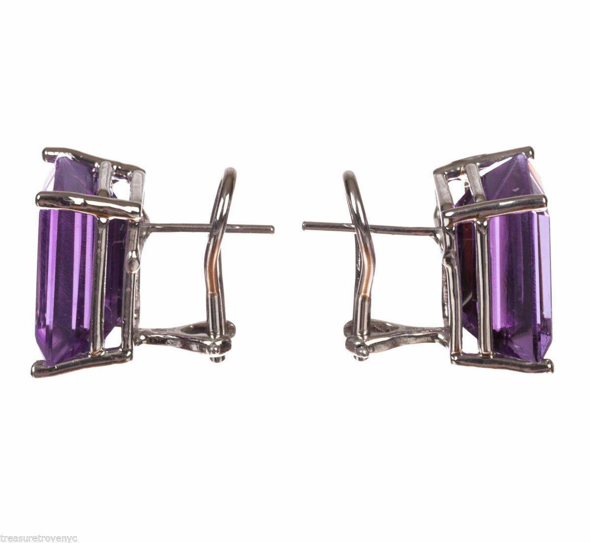 Designer 14 kt White Gold Emerald Cut Amethyst Earrings Alberto Juan Size ONE SIZE - 3 Thumbnail