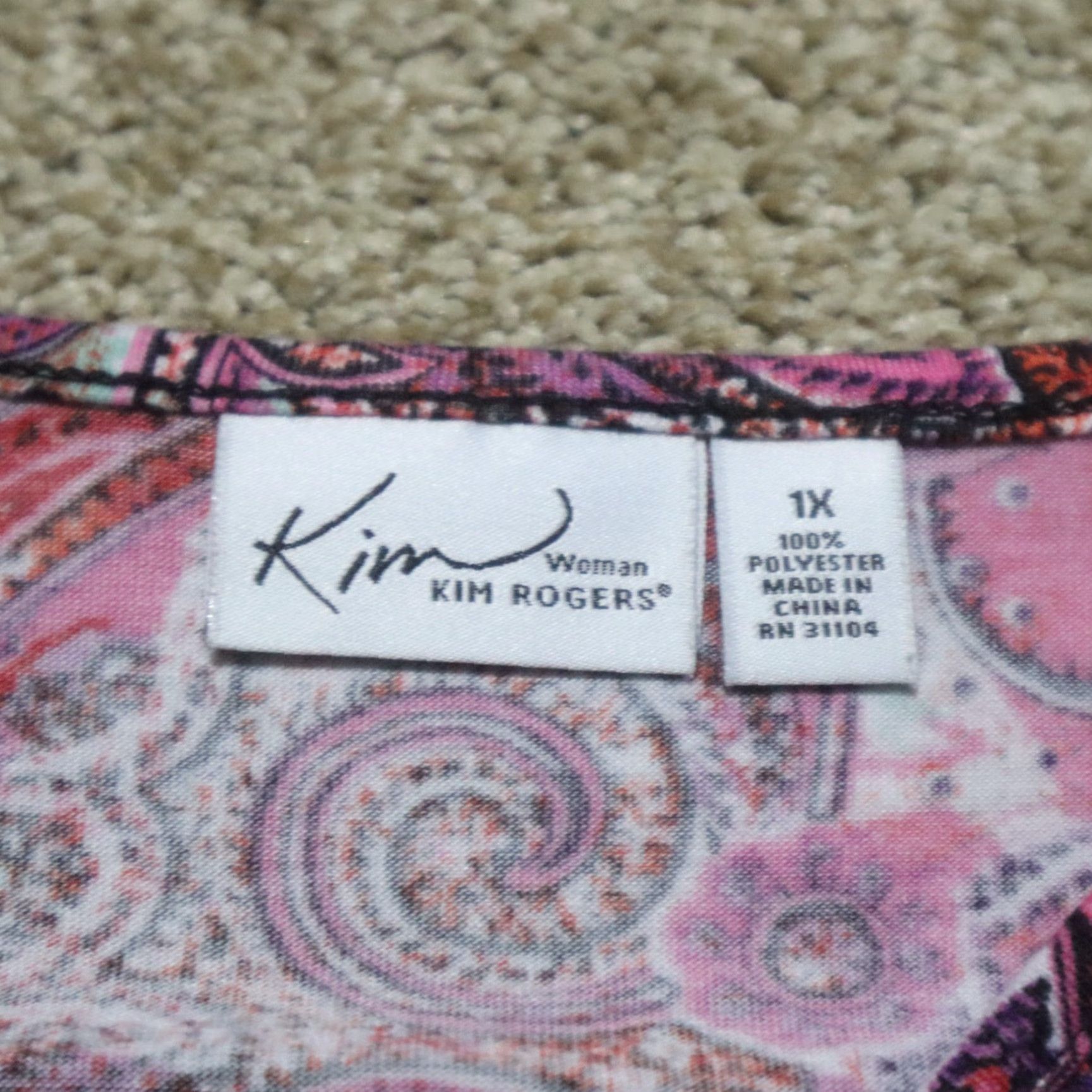 Pinko Kim Rogers Shirt Women 1X Multicolor Paisley Long Sleeve Button-Up Plus Size 1X Womens Size XL / US 12-14 / IT 48-50 - 3 Thumbnail