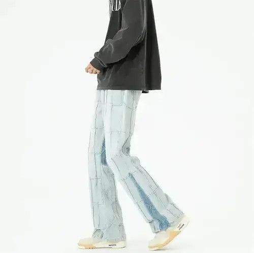 Jean Plaid Stacked Denim Jeans Vintage y2k Size US 30 / EU 46 - 2 Thumbnail